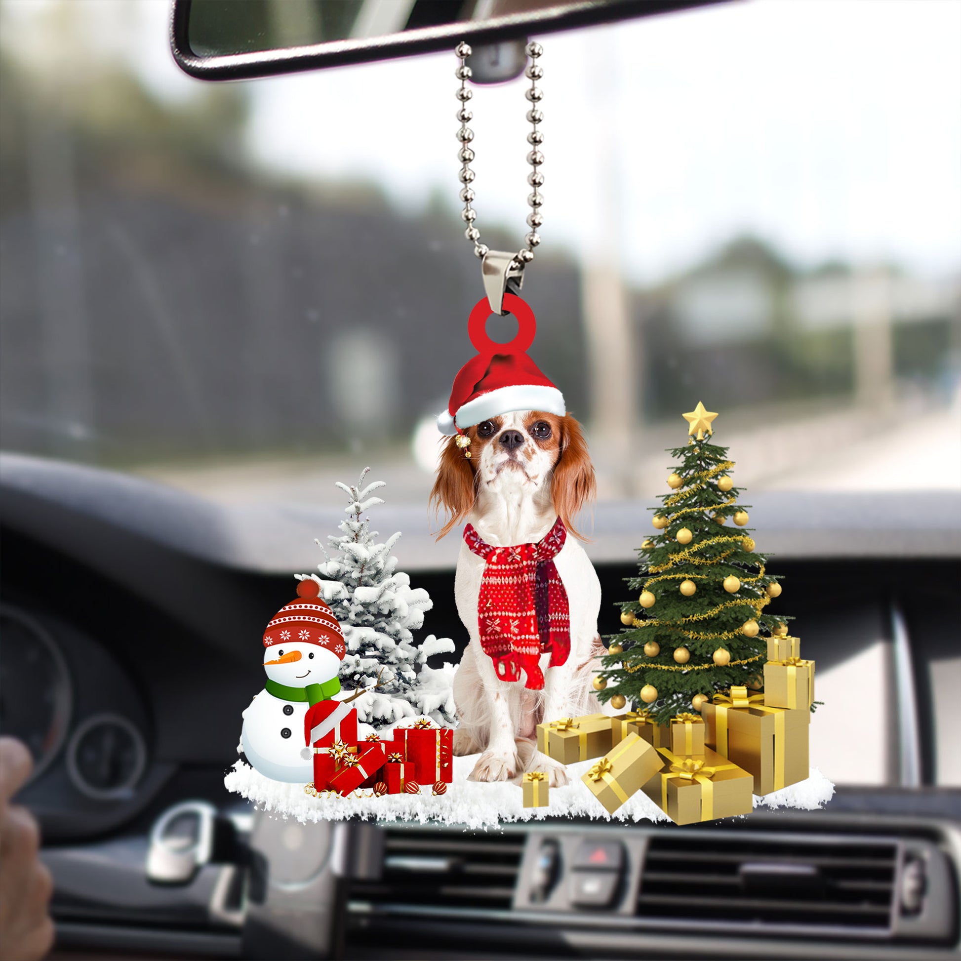 Ohaprints-Christmas-Ornament-2D-Flat-Cavalier-King-Charles-Spaniel-With-Christmas-Pine-Tree-Snowman-Gift-For-Dog-Lovers-Xmas-Tree-Decor-Gift-154