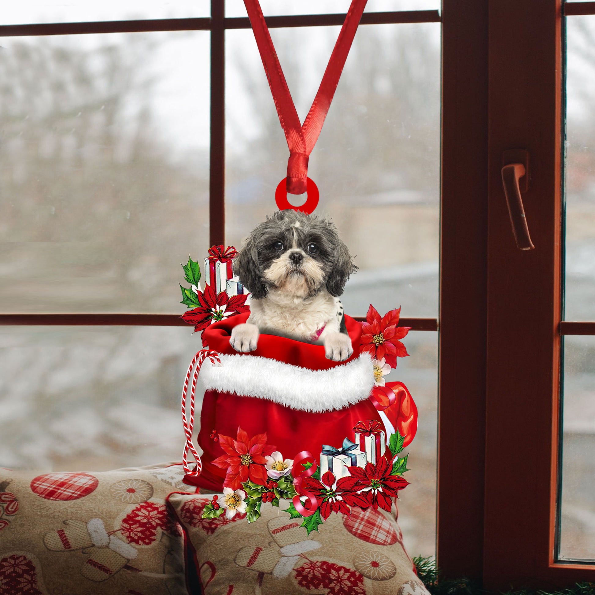 Ohaprints-Christmas-Ornament-2D-Flat-Lhasa-Apso-In-Red-Santa-Gift-Bag-Gifts-For-Dog-Lovers-Xmas-Tree-Decor-Gift-158