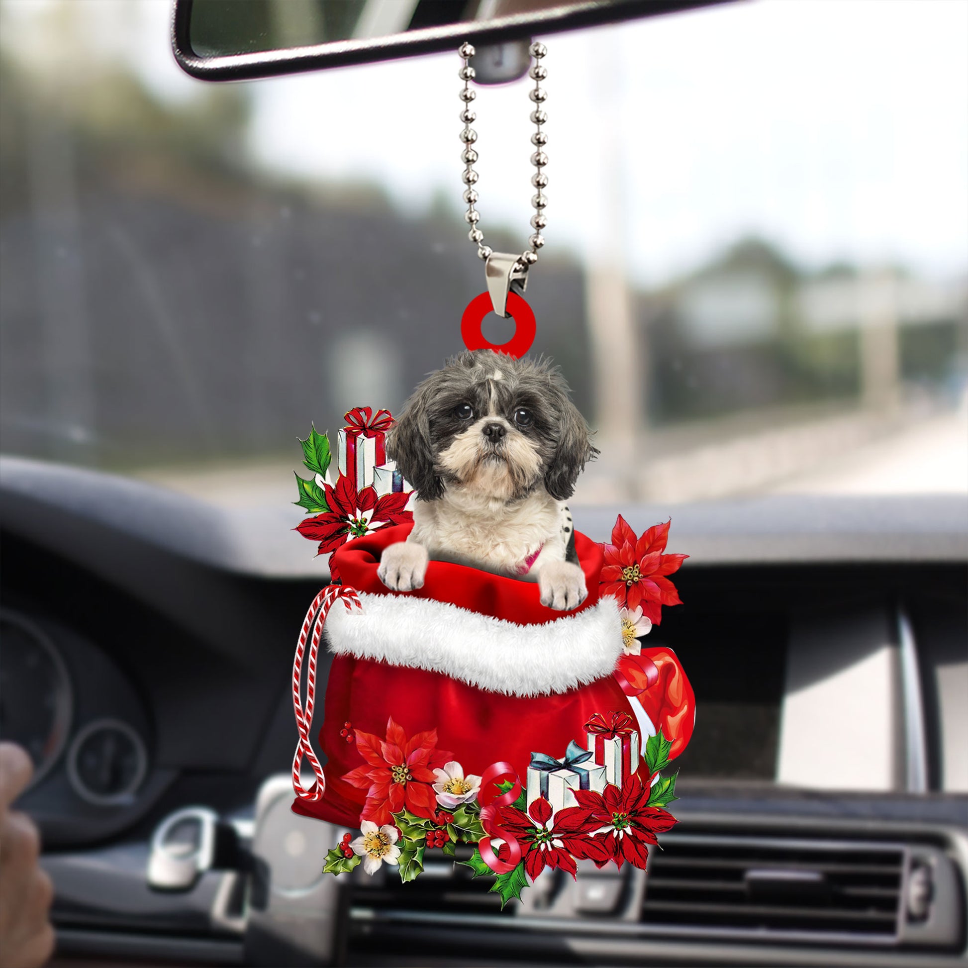 Ohaprints-Christmas-Ornament-2D-Flat-Lhasa-Apso-In-Red-Santa-Gift-Bag-Gifts-For-Dog-Lovers-Xmas-Tree-Decor-Gift-158