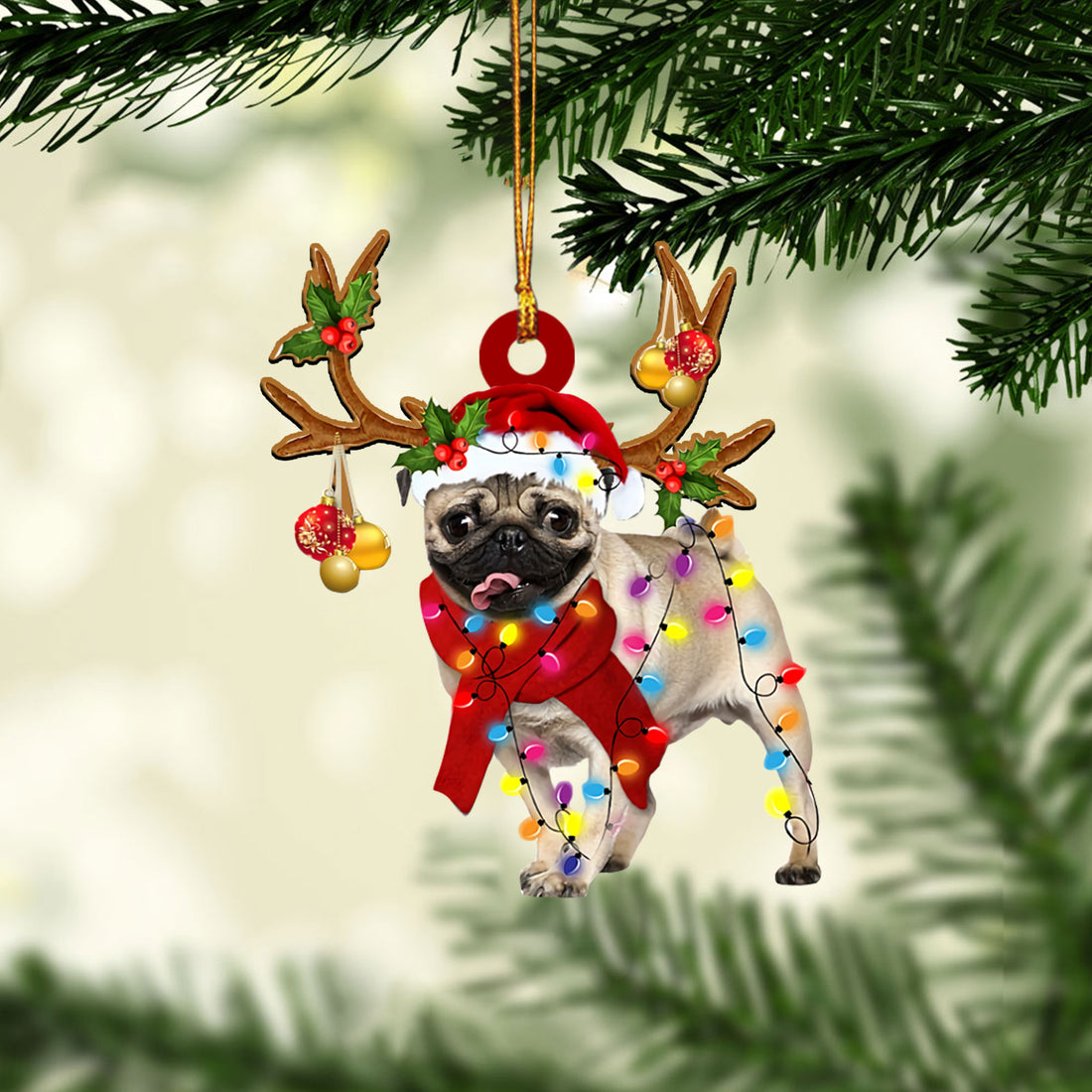 Ohaprints-Christmas-Ornament-2D-Flat-Pug-Wearing-Reindeer-With-String-Light-Gift-For-Dog-Lovers-Xmas-Tree-Decor-Gift-166