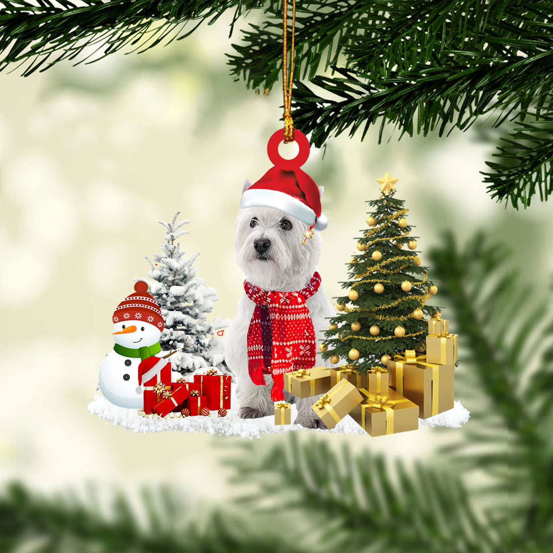 Ohaprints-Christmas-Ornament-2D-Flat-West-Highland-White-Terrier-With-Christmas-Pine-Tree-Snowman-Westie-Dog-Lovers-Gift-Xmas-Tree-Decor-Gift-176