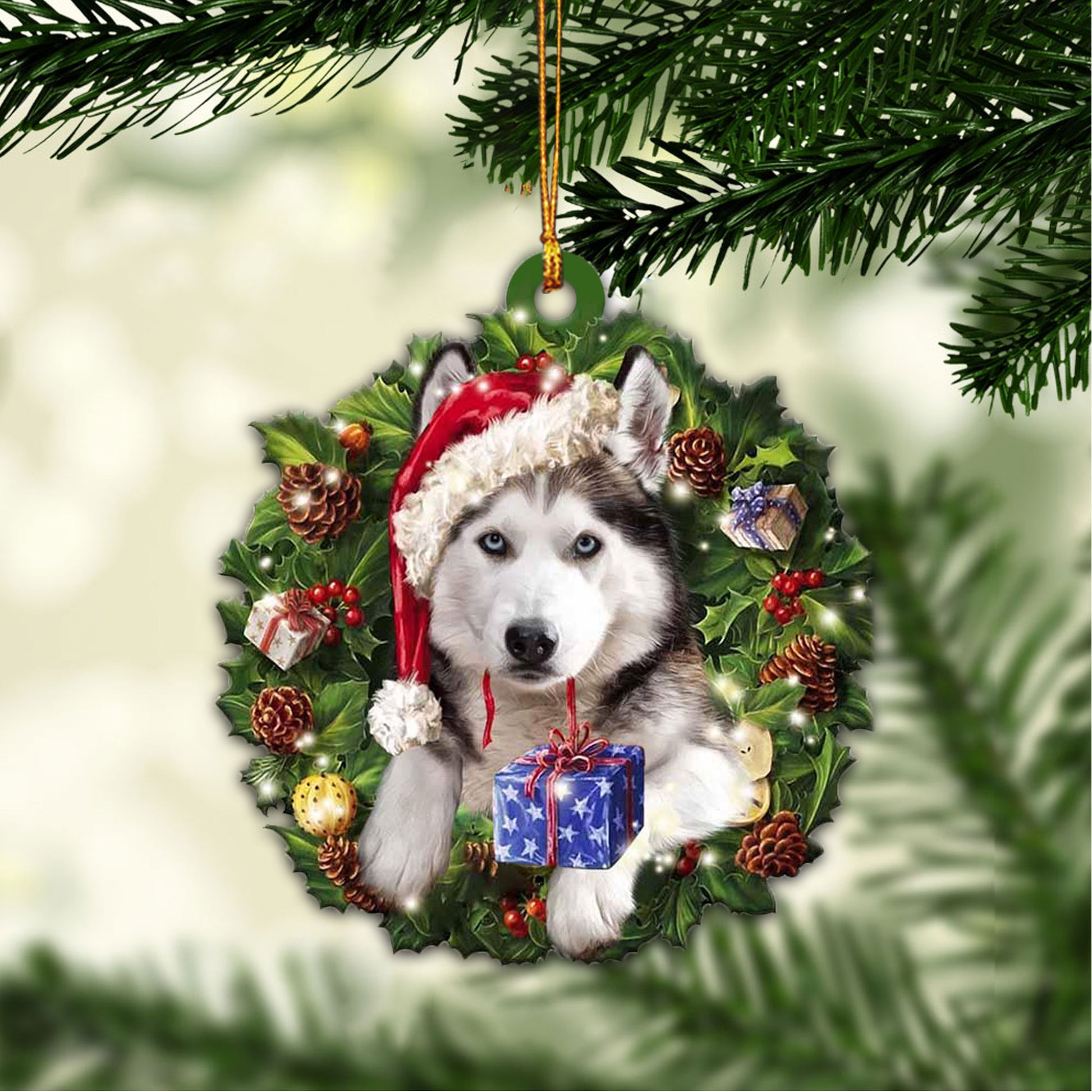 Ohaprints-Christmas-Ornament-2D-Flat-Siberian-Husky-Wearing-Christmas-Hat-Wreath-Xmas-Tree-Decor-Gift-191