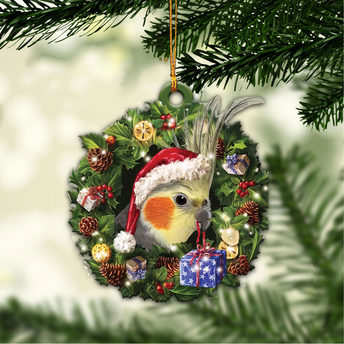 Ohaprints-Christmas-Ornament-2D-Flat-Cockatiel-Wearing-A-Christmas-Hat-Wreath-Weiro-Bird-Quarrion-Xmas-Tree-Decor-Gift-197