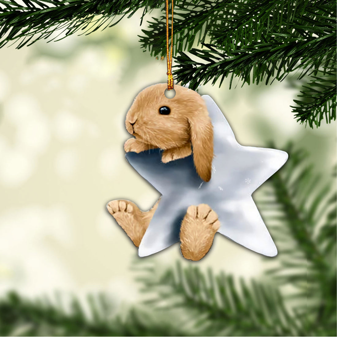 Ohaprints-Christmas-Ornament-2D-Flat-Rabbit-With-Star-Animal-Bunny-Lover-Xmas-Tree-Decor-Gift-201