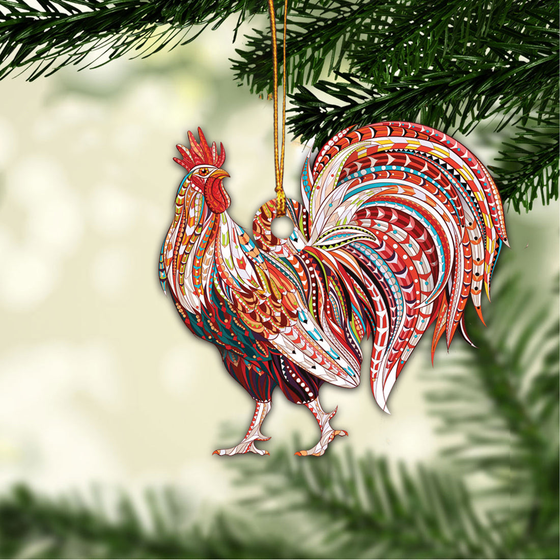 Ohaprints-Christmas-Ornament-2D-Flat-Rooster-Chicken-Lover-Xmas-Tree-Decor-Gift-202