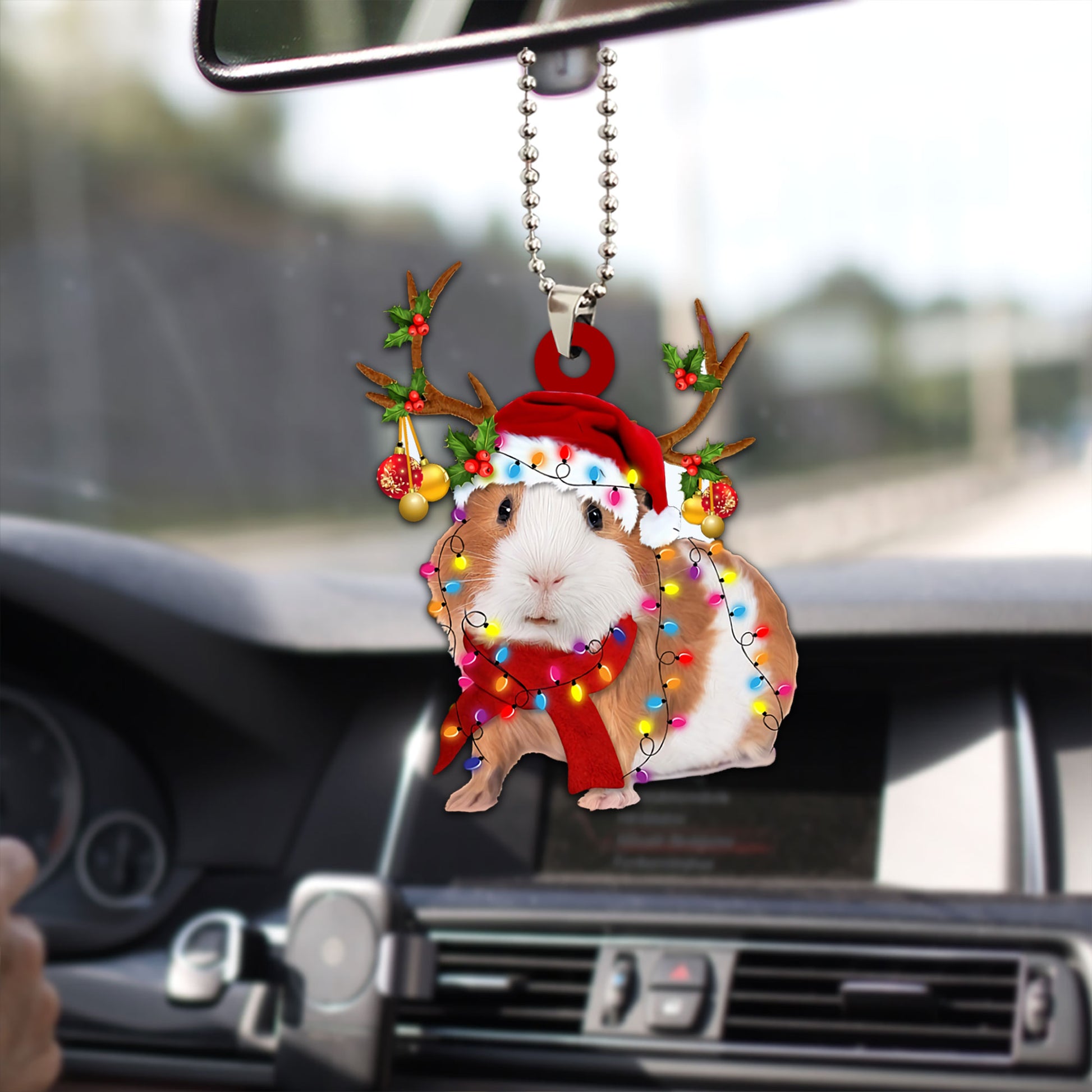 Ohaprints-Christmas-Ornament-2D-Flat-Guinea-Pig-Wearing-A-Reindeer-Hat-And-Scarf-With-String-Lights-The-Domestic-Cavy-Xmas-Tree-Decor-Gift-205