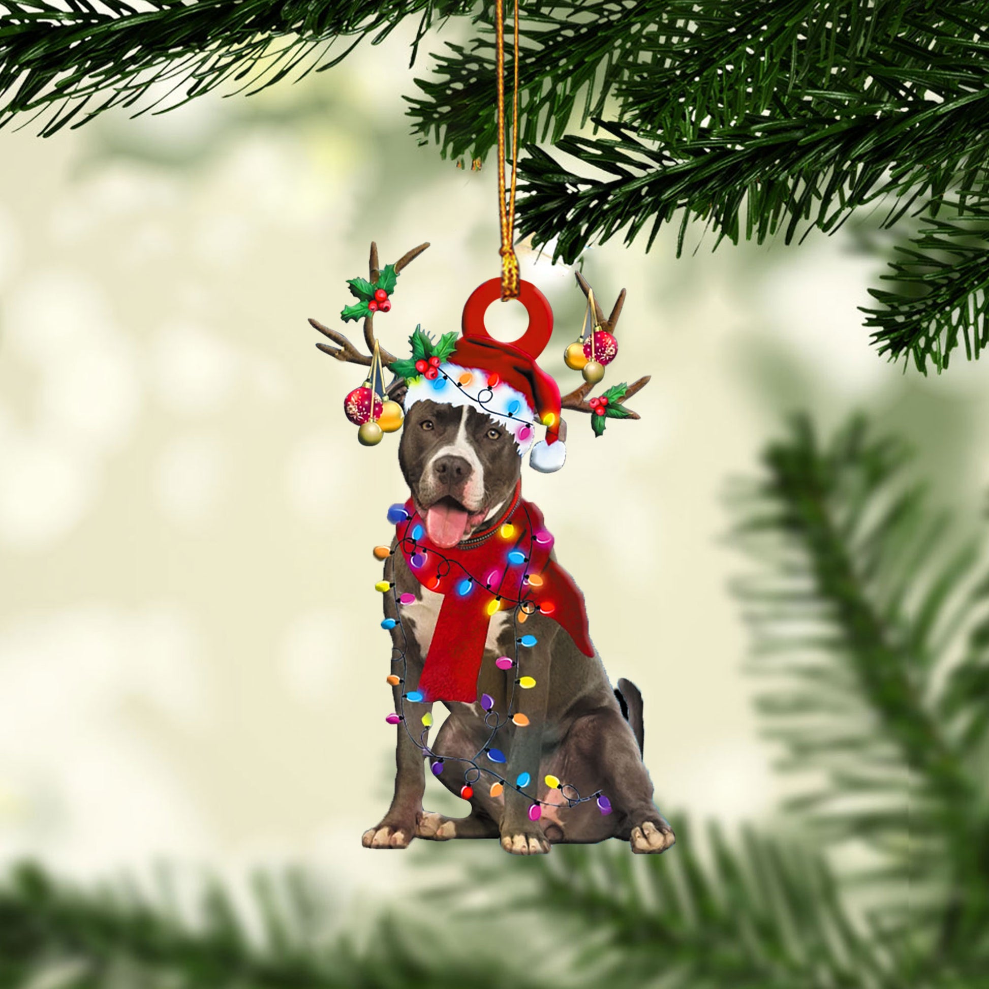 Ohaprints-Christmas-Ornament-2D-Flat-American-Pit-Bull-Terrier-Pitbull-Wearing-Christmas-Hat-Reindeer-Lights-Dog-Lover-Xmas-Tree-Decor-Gift-225