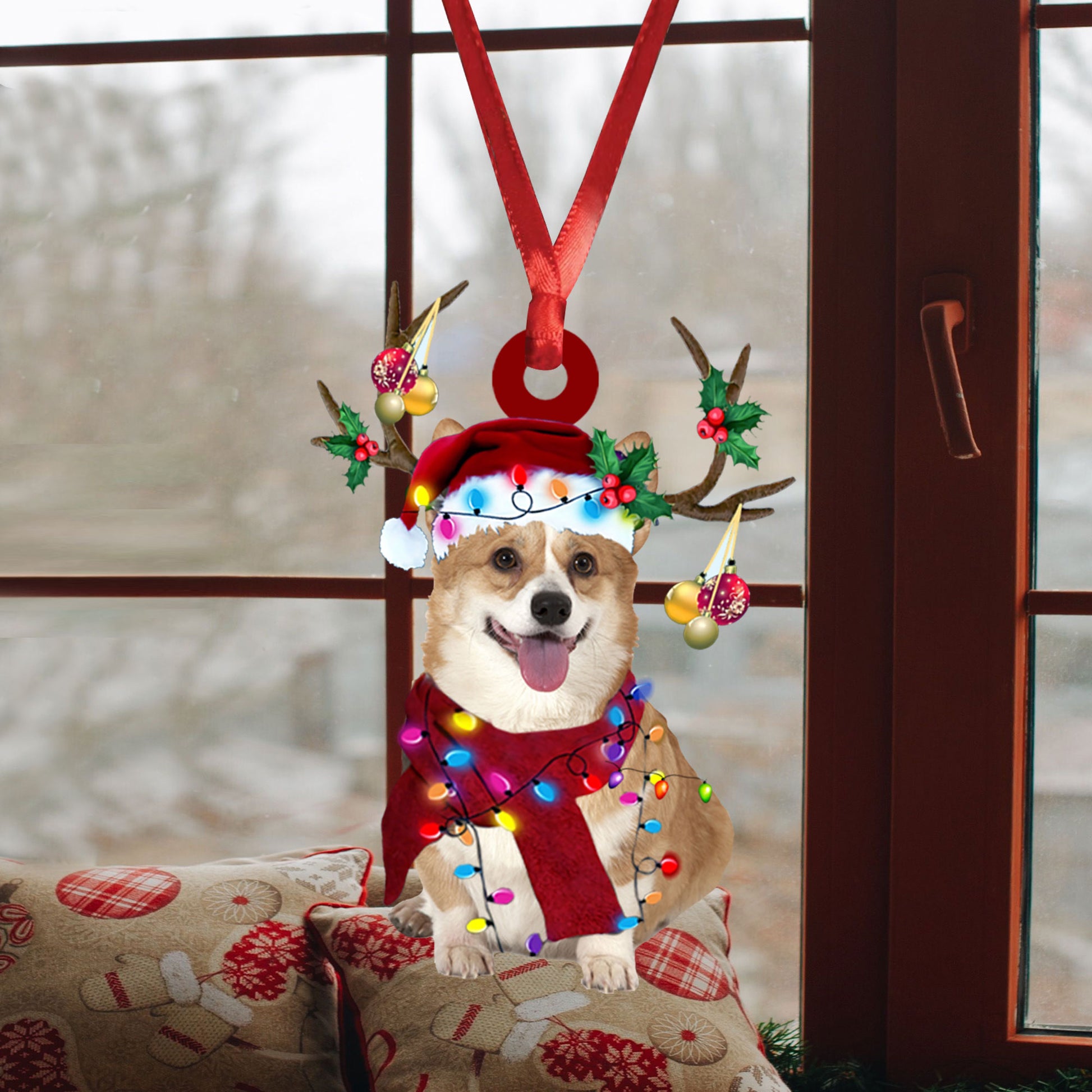 Ohaprints-Christmas-Ornament-2D-Flat-Corgi-Wearing-Christmas-Hat-Reindeer-With-String-Lights-Dog-Lover-Xmas-Tree-Decor-Gift-234