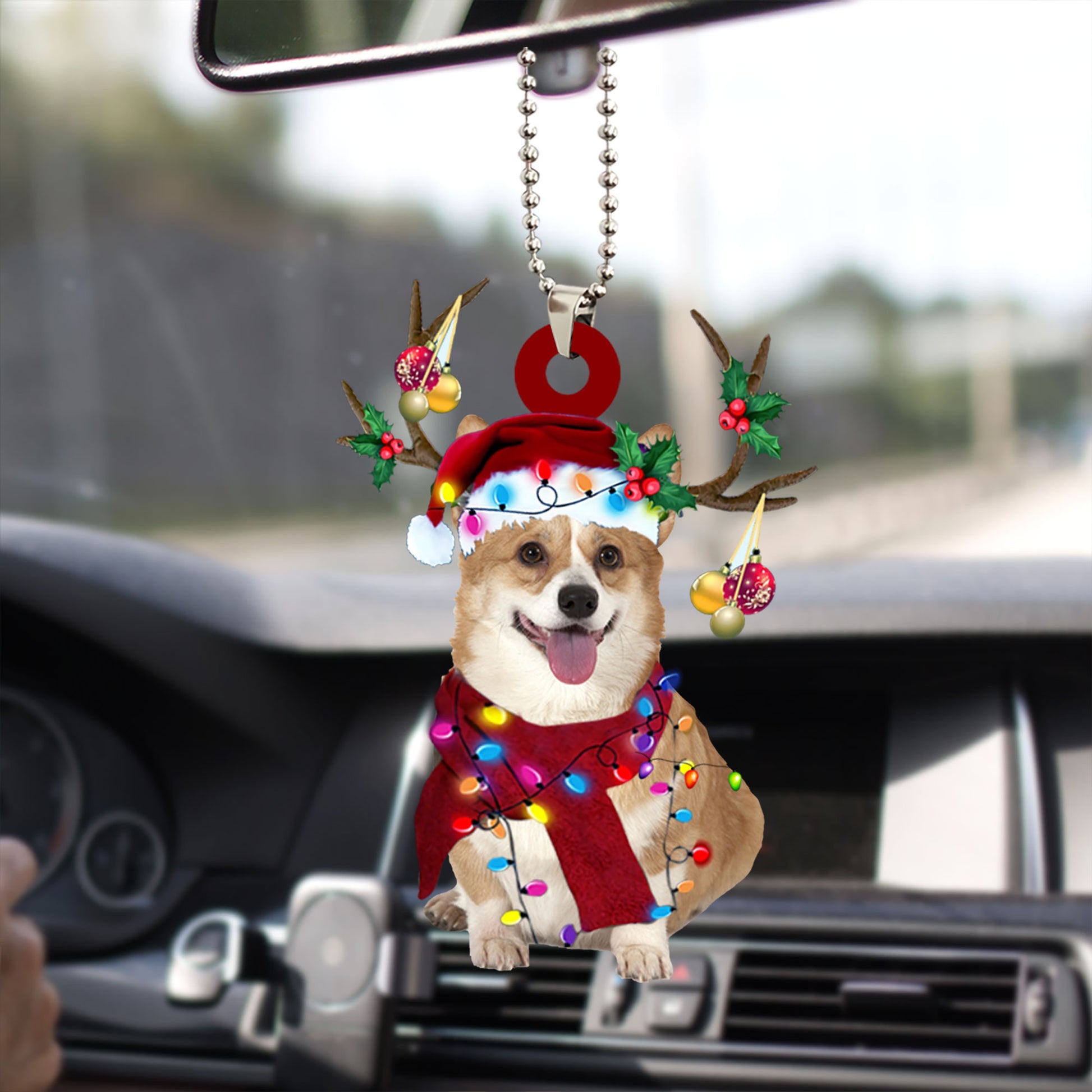 Ohaprints-Christmas-Ornament-2D-Flat-Corgi-Wearing-Christmas-Hat-Reindeer-With-String-Lights-Dog-Lover-Xmas-Tree-Decor-Gift-234