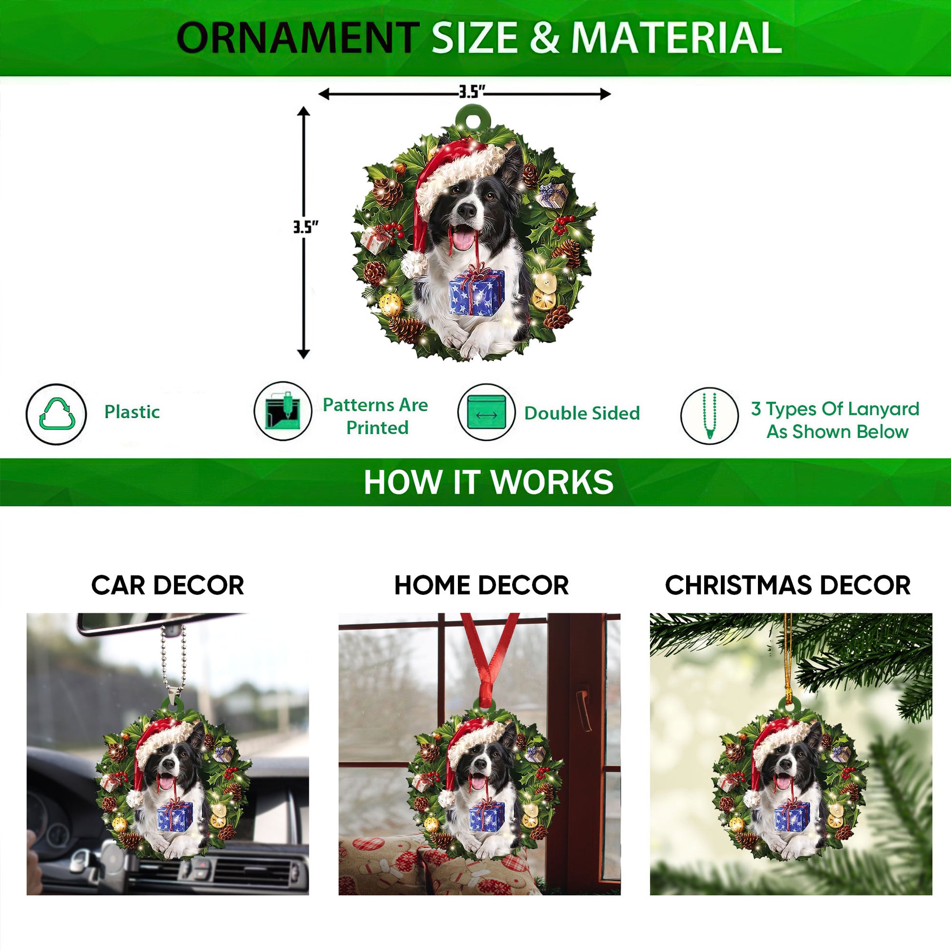 Ohaprints-Christmas-Ornament-2D-Flat-Border-Collie-Wearing-A-Christmas-Hat-Wreath-Dog-Lover-Xmas-Tree-Decor-Gift-256