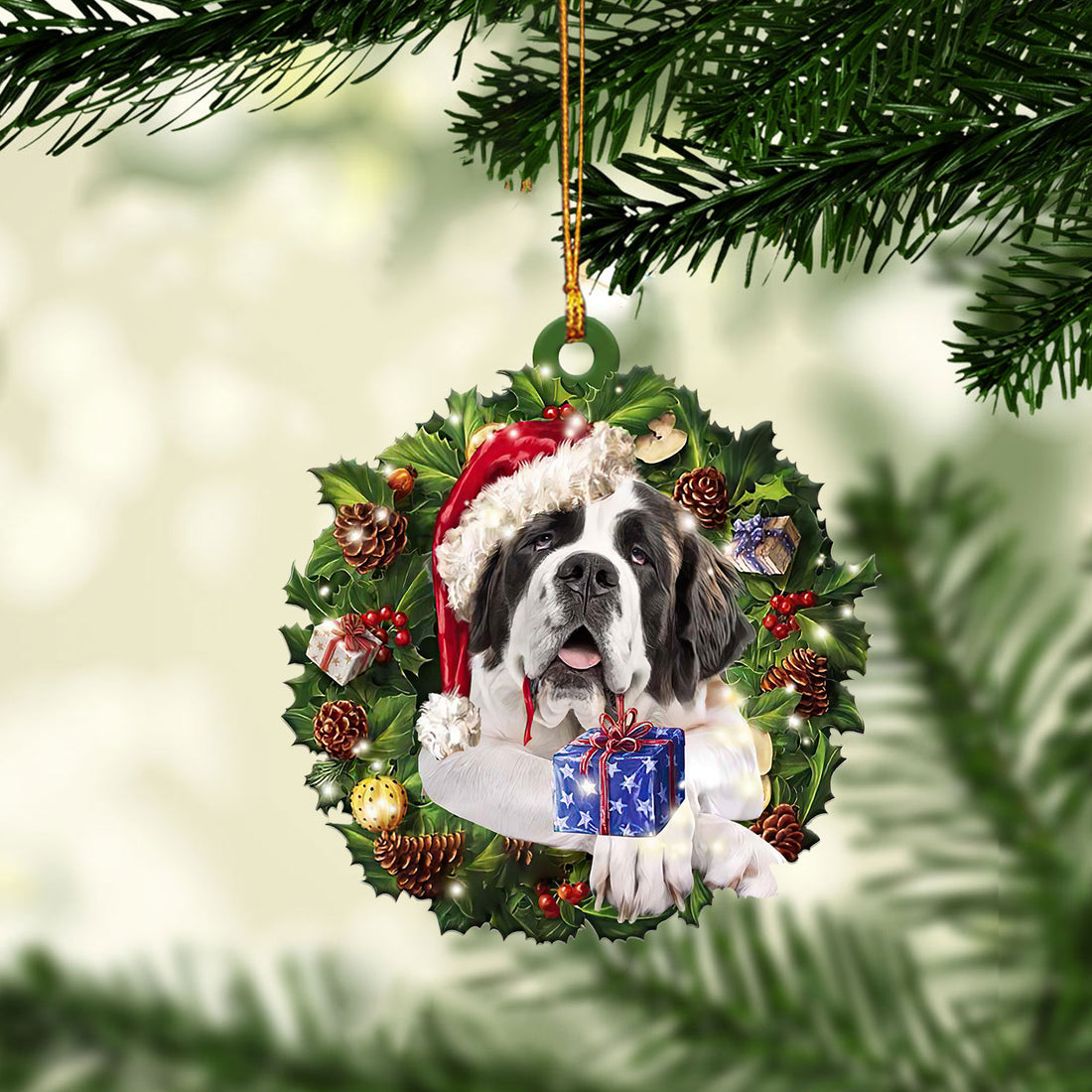 Ohaprints-Christmas-Ornament-2D-Flat-St-Bernard-Wearing-A-Christmas-Hat-Wreath-Saint-Bernard-Dog-Lover-Xmas-Tree-Decor-Gift-257