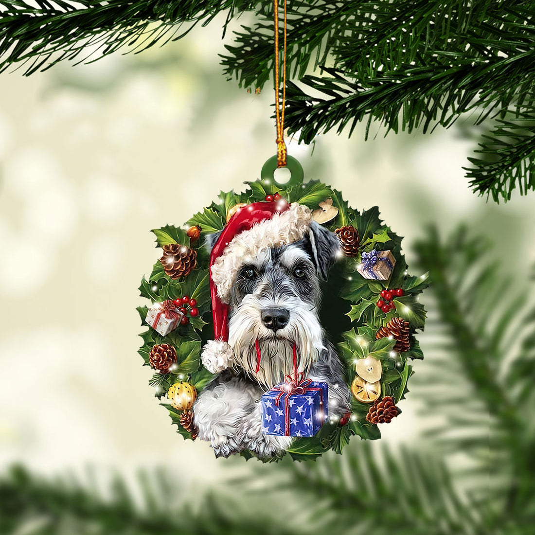 Ohaprints-Christmas-Ornament-2D-Flat-Miniature-Schnauzer-Wearing-A-Christmas-Hat-Wreath-Dog-Lover-Xmas-Tree-Decor-Gift-263