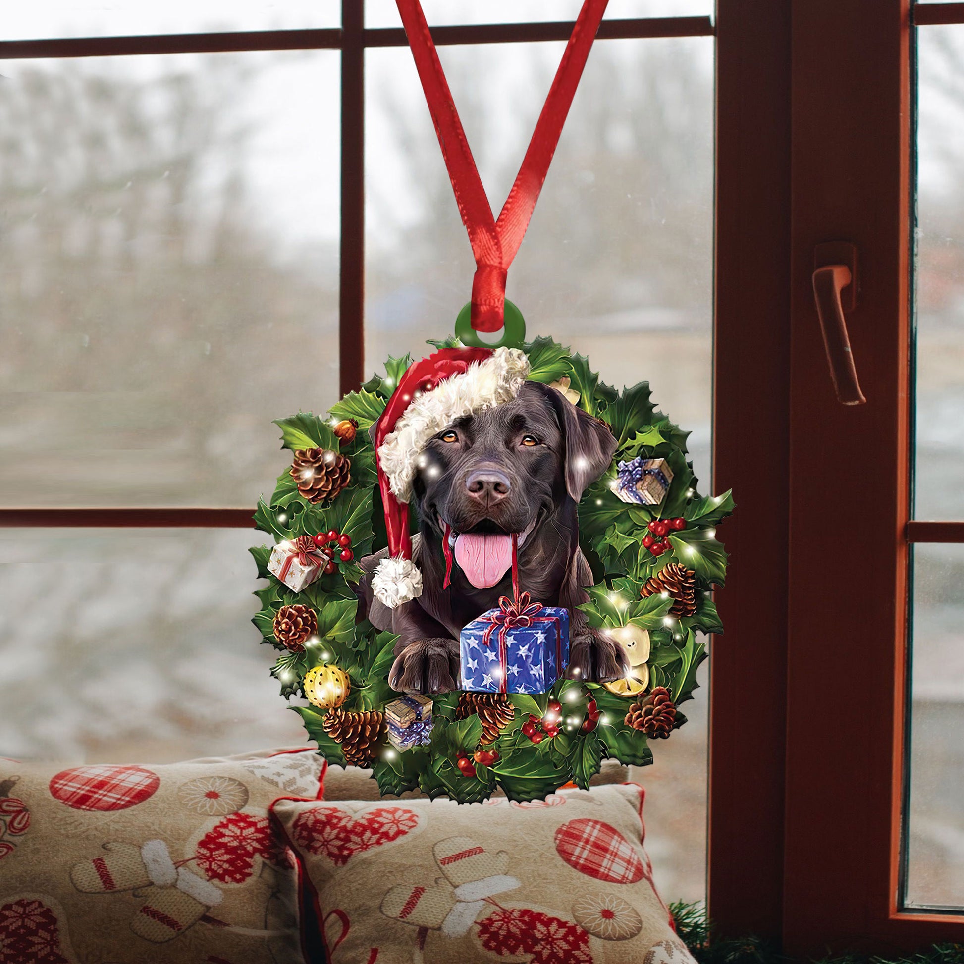 Ohaprints-Christmas-Ornament-2D-Flat-Chocolate-Labrador-Retriever-Wearing-A-Christmas-Hat-Wreath-Dog-Lover-Xmas-Tree-Decor-Gift-265