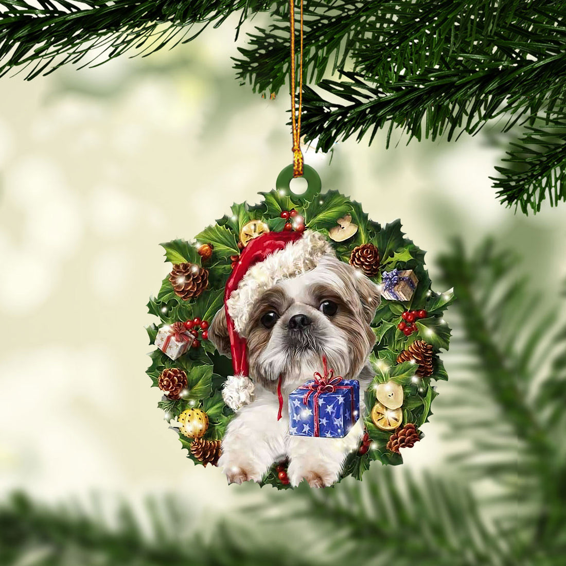 Ohaprints-Christmas-Ornament-2D-Flat-Shih-Tzu-Wearing-A-Christmas-Hat-Wreath-Dog-Lover-Xmas-Tree-Decor-Gift-269