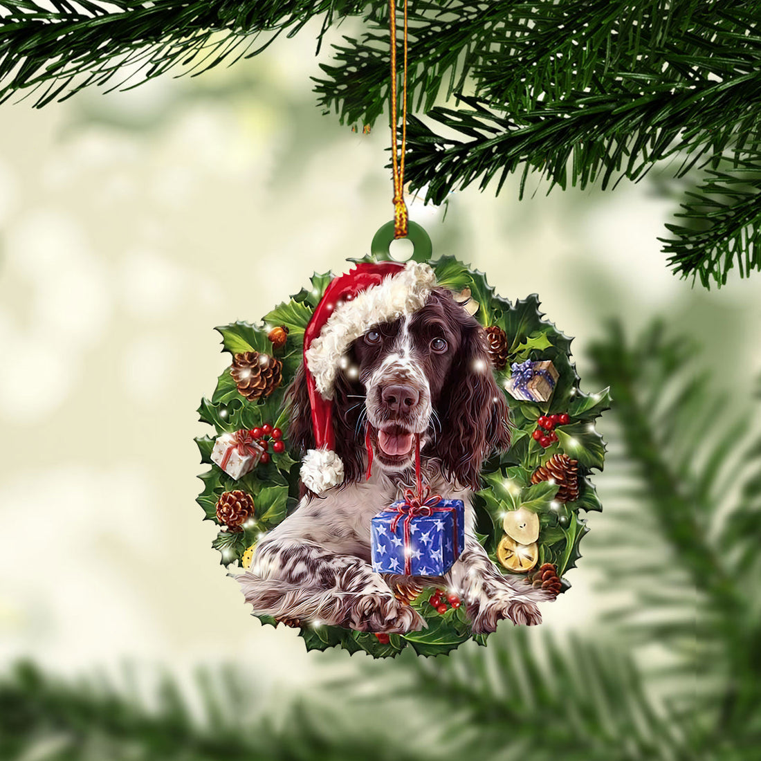 Ohaprints-Christmas-Ornament-2D-Flat-English-Springer-Spaniel-Wearing-A-Christmas-Hat-Wreath-Dog-Lover-Xmas-Tree-Decor-Gift-270