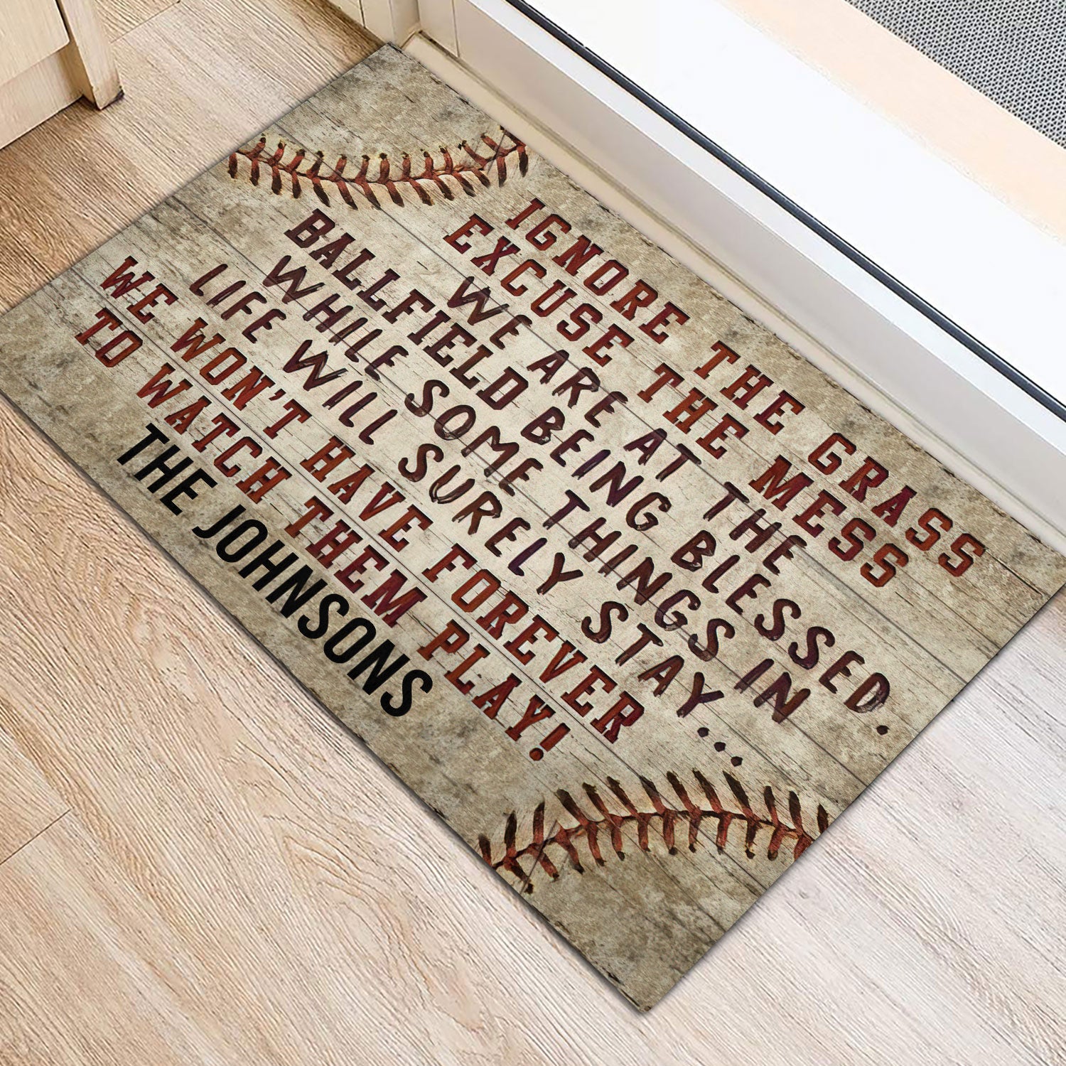 Ohaprints-Doormat-Outdoor-Indoor-Ignore-The-Grass-Baseball-Family-Sport-Custom-Personalized-Name-Rubber-Door-Mat-286-