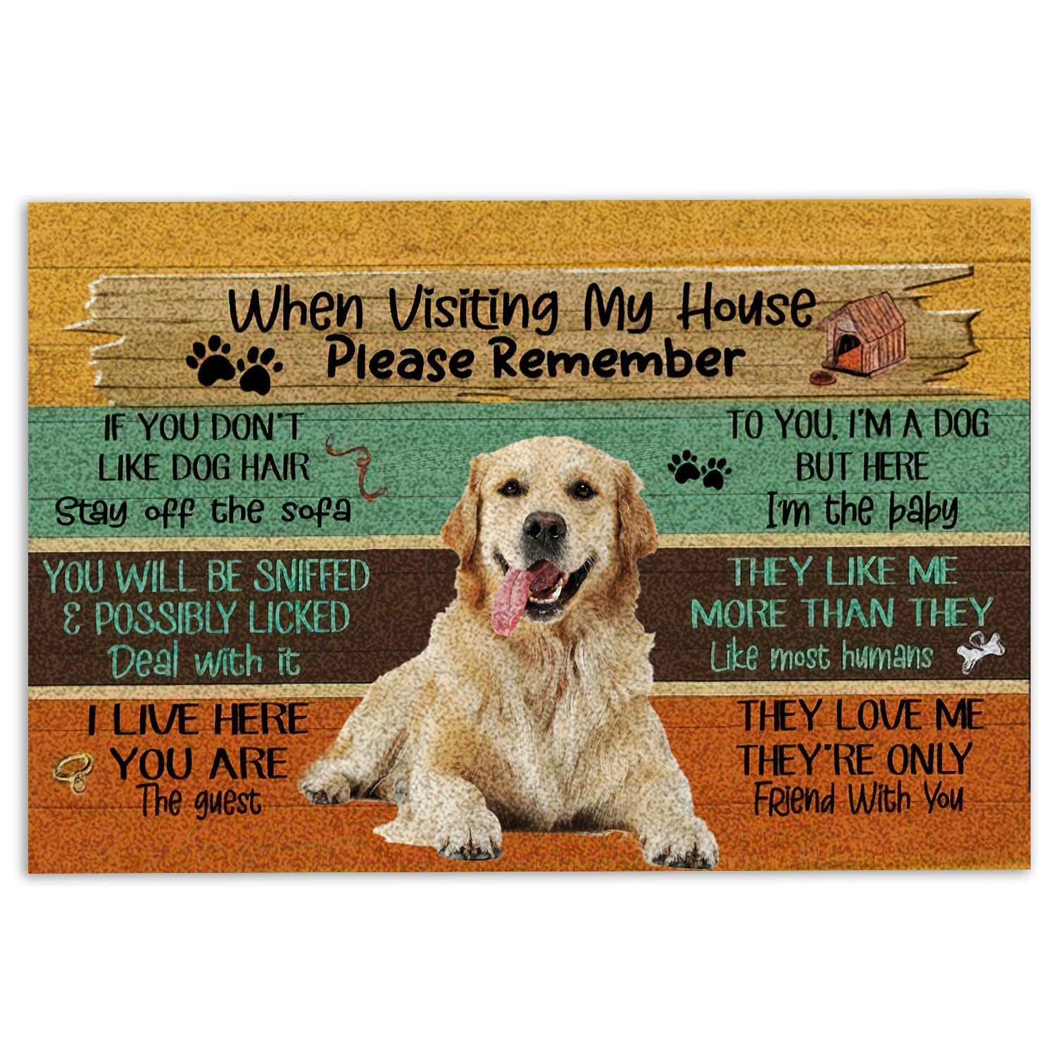 Golden Retriever Dogs House Rules Doormat - shop easily