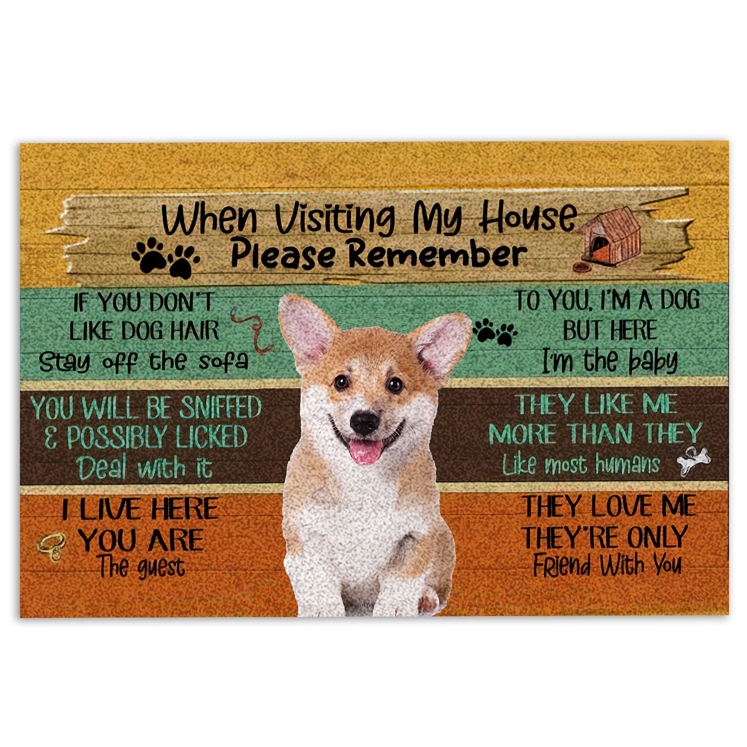 Ohaprints-Doormat-Outdoor-Indoor-When-Visiting-My-House-Please-Remember-Corgi-Dog'S-House-Rules-Rubber-Door-Mat-256-18'' x 30''