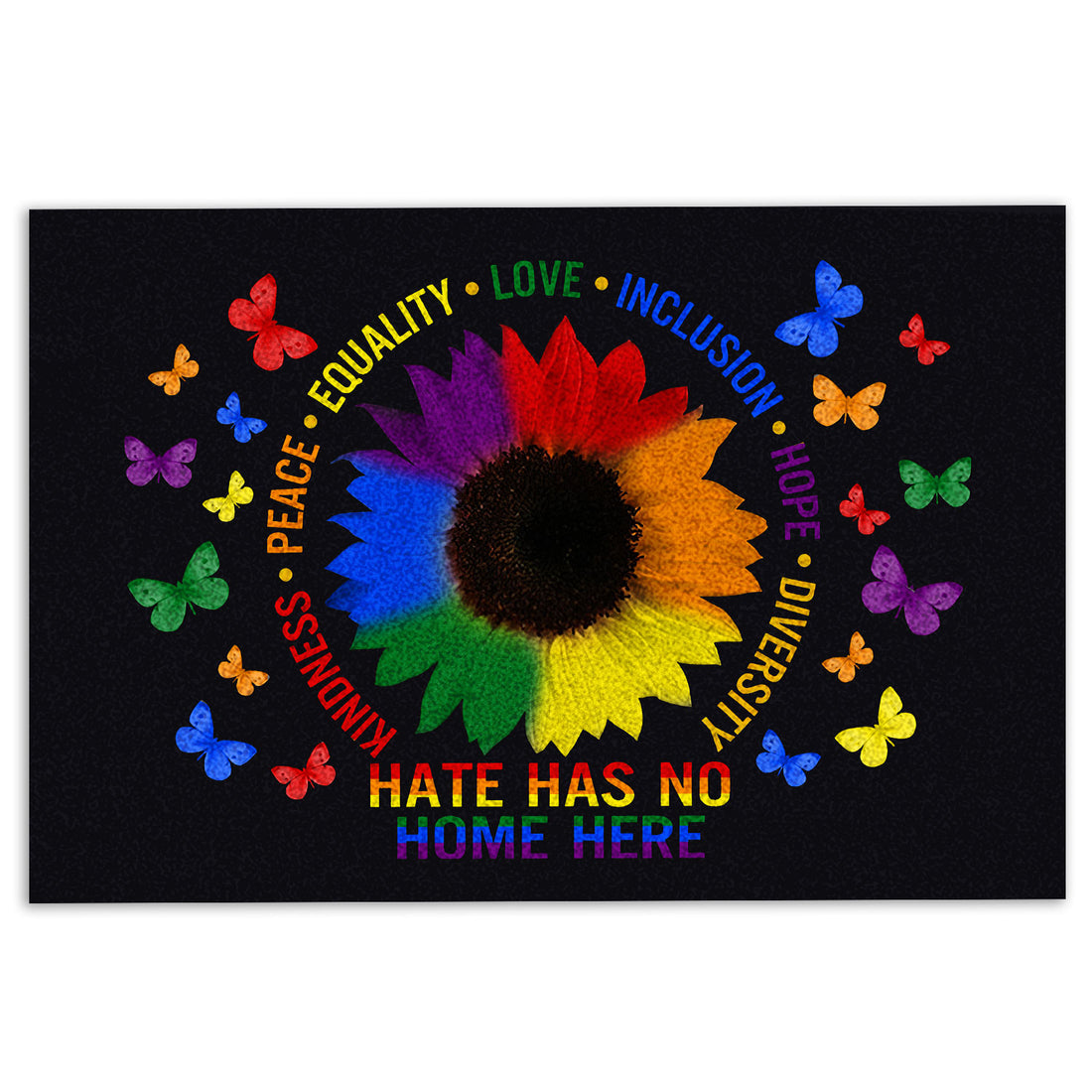 Ohaprints-Doormat-Outdoor-Indoor-Hate-Has-No-Home-Here-Kindness-Peace-Equality-Love-Lgbt-Lgbtq-Rubber-Door-Mat-264-18'' x 30''