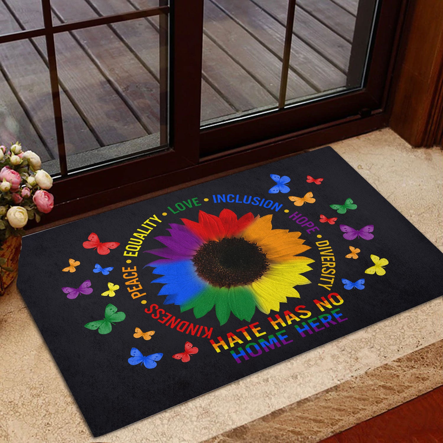 Ohaprints-Doormat-Outdoor-Indoor-Hate-Has-No-Home-Here-Kindness-Peace-Equality-Love-Lgbt-Lgbtq-Rubber-Door-Mat-264-