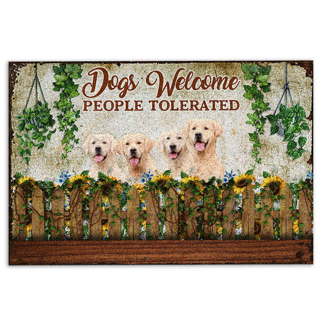 Ohaprints-Doormat-Outdoor-Indoor-Funny-Dogs-Welcome-People-Tolerated-Golden-Retriever-Dog-Rubber-Door-Mat-387-18'' x 30''