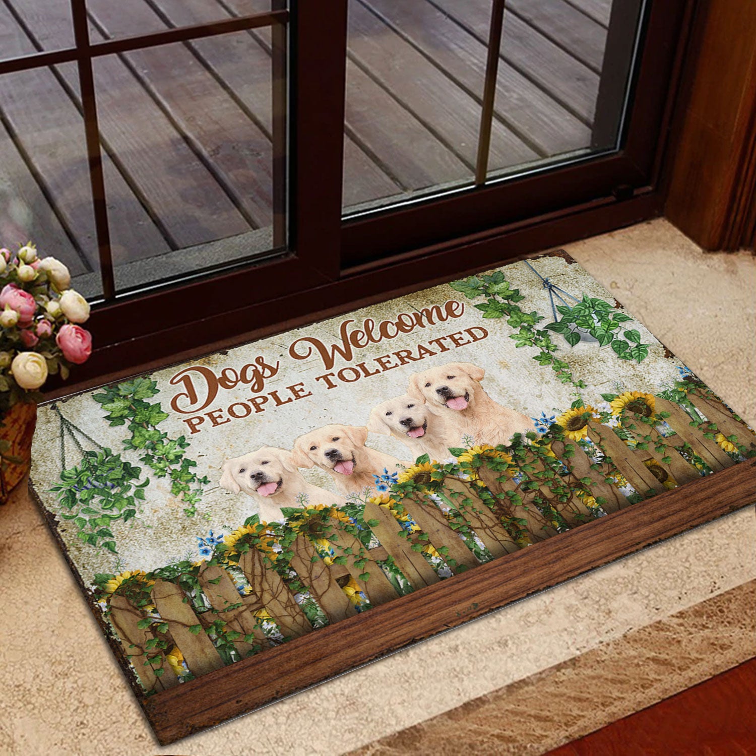 Ohaprints-Doormat-Outdoor-Indoor-Funny-Dogs-Welcome-People-Tolerated-Golden-Retriever-Dog-Rubber-Door-Mat-387-