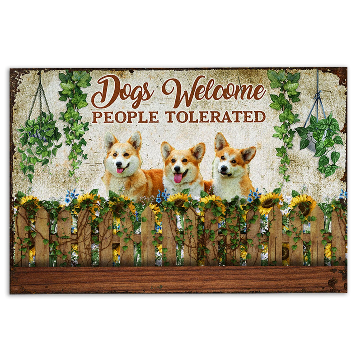 Ohaprints-Doormat-Outdoor-Indoor-Funny-Dogs-Welcome-People-Tolerated-Corgi-Dog-Rubber-Door-Mat-232-18'' x 30''