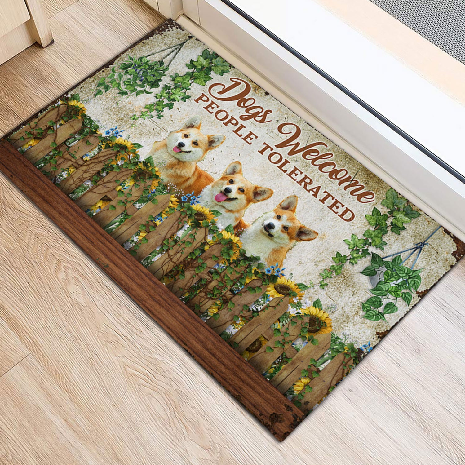 Ohaprints-Doormat-Outdoor-Indoor-Funny-Dogs-Welcome-People-Tolerated-Corgi-Dog-Rubber-Door-Mat-232-