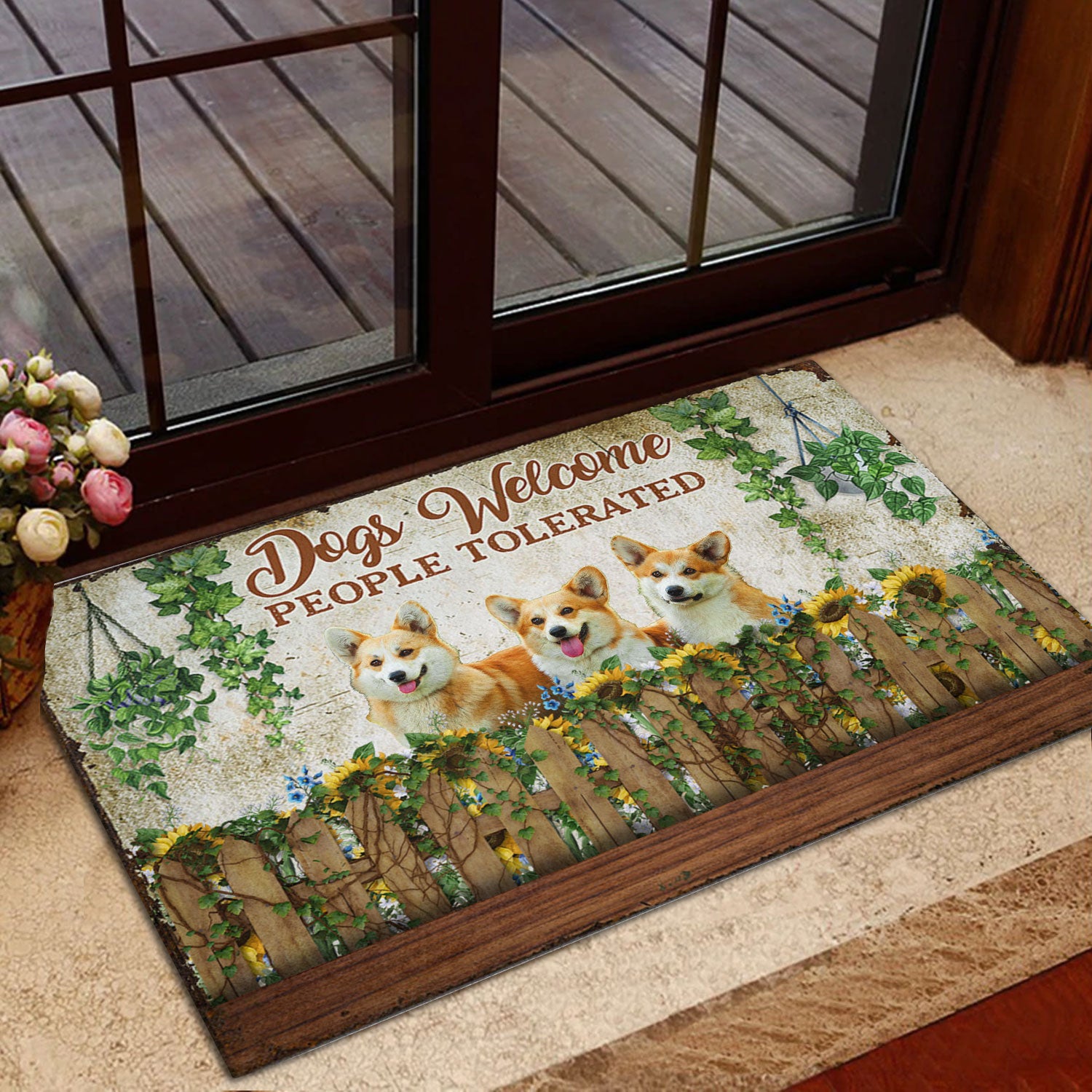 Ohaprints-Doormat-Outdoor-Indoor-Funny-Dogs-Welcome-People-Tolerated-Corgi-Dog-Rubber-Door-Mat-232-