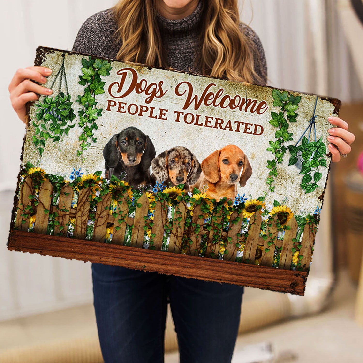 Ohaprints-Doormat-Outdoor-Indoor-Funny-Dogs-Welcome-People-Tolerated-Dachshund-Weiner-Doxie-Dog-Rubber-Door-Mat-254-