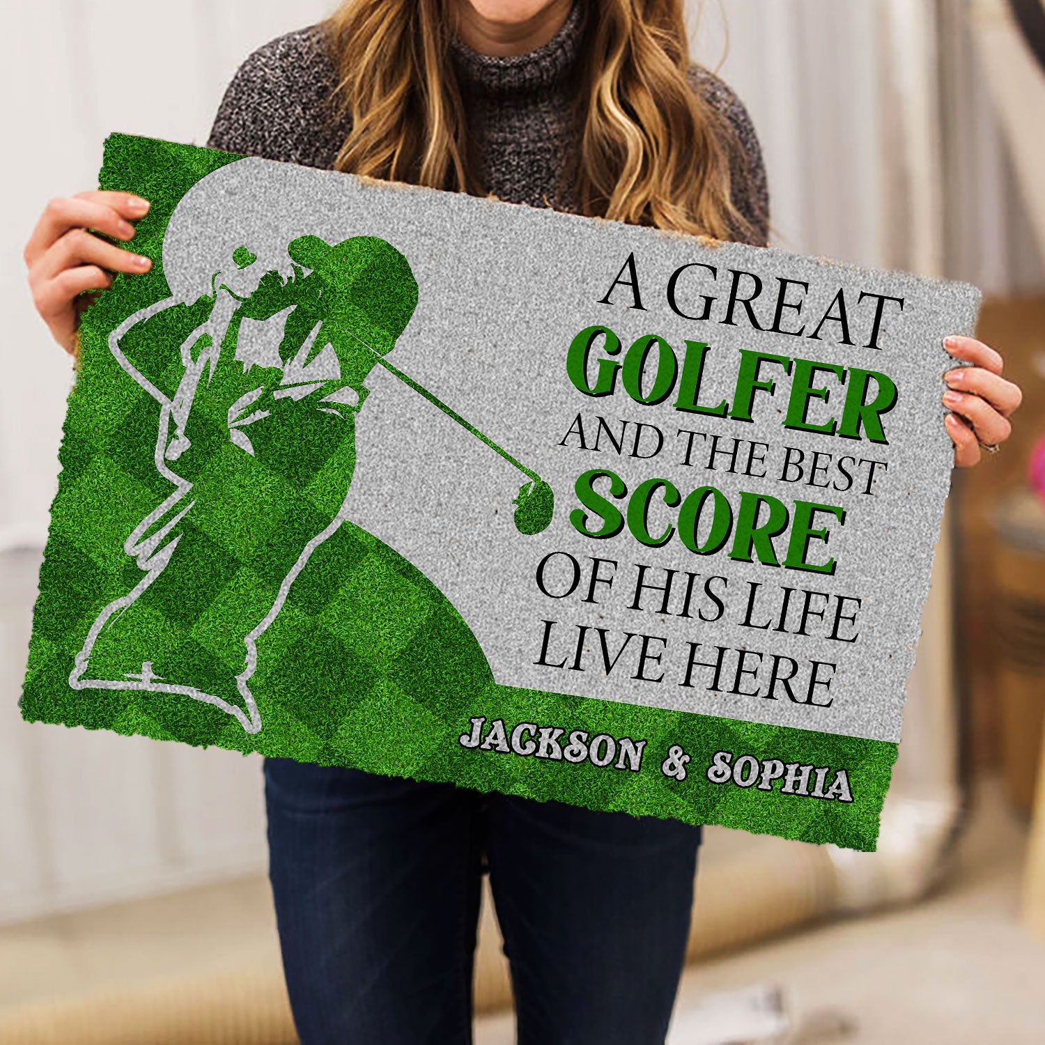 Ohaprints-Doormat-Outdoor-Indoor-A-Great-Golfer-And-The-Best-Score-Live-Custom-Personalized-Name-Rubber-Door-Mat-413-