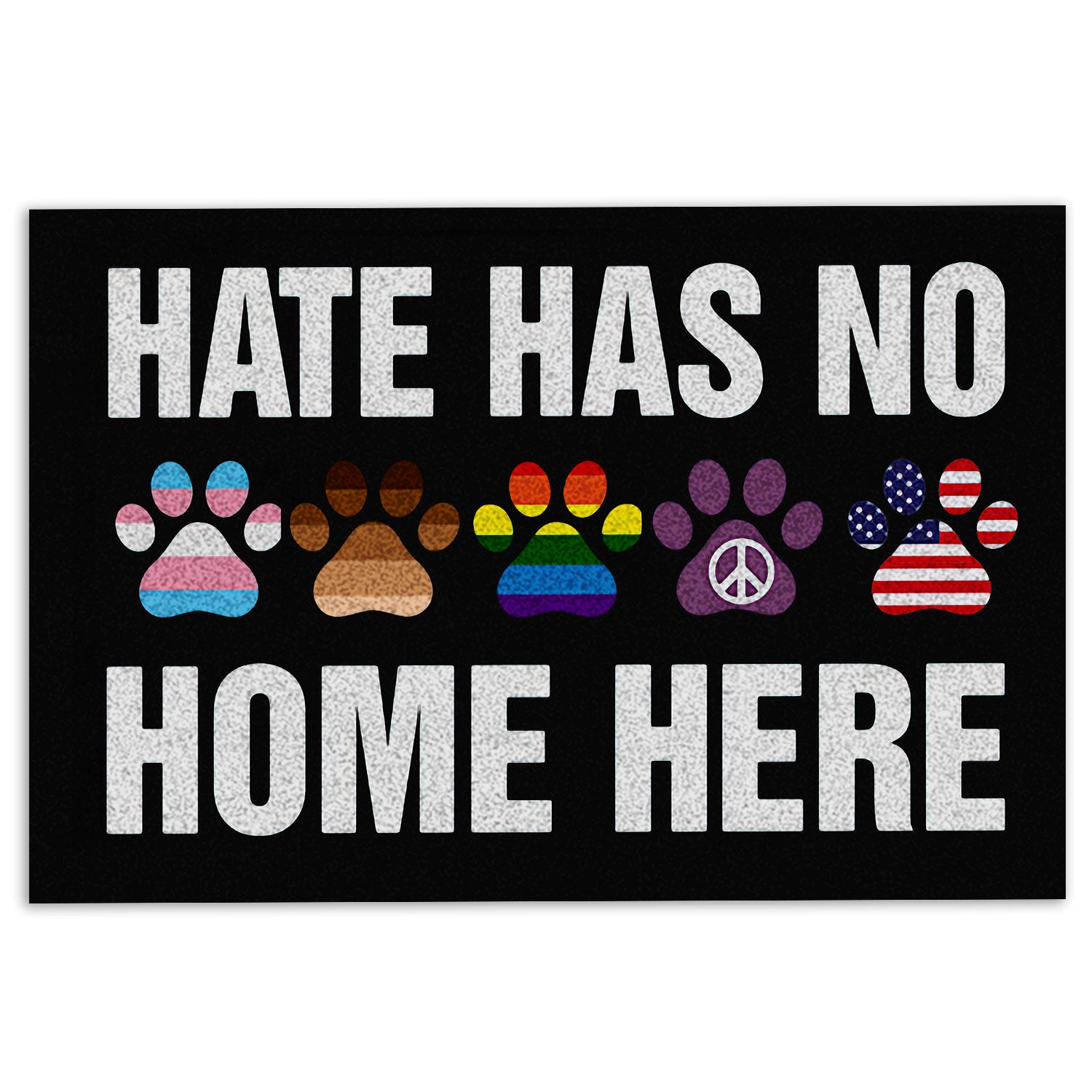 Ohaprints-Doormat-Outdoor-Indoor-Hate-Has-No-Home-Here-Dog-Paws-Lgbt-Pride-Lgbtq-Peace-Rainbow-Rubber-Door-Mat-364-18'' x 30''