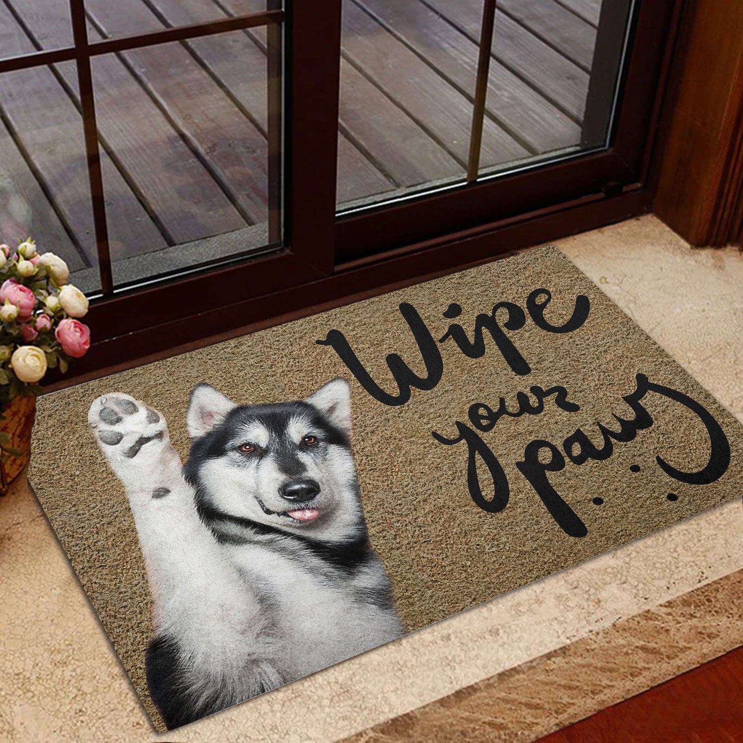 Ohaprints-Doormat-Outdoor-Indoor-Wipe-Your-Paws-Funny-Husky-Sibir-Dog-Puppy-Gift-For-Dog-Lover-Rubber-Door-Mat-274-