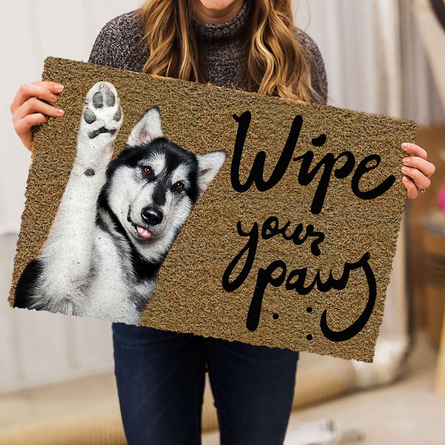 Ohaprints-Doormat-Outdoor-Indoor-Wipe-Your-Paws-Funny-Husky-Sibir-Dog-Puppy-Gift-For-Dog-Lover-Rubber-Door-Mat-274-