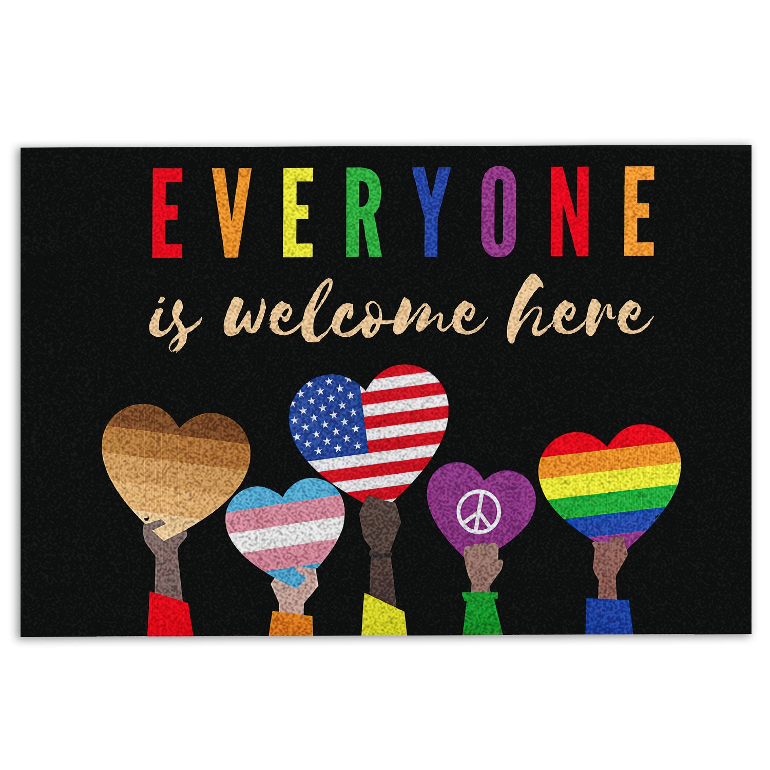 Ohaprints-Doormat-Outdoor-Indoor-Everyone-Is-Welcome-Here-Lgbt-Lgbtq-Pride-Love-Is-Love-Equality-Rubber-Door-Mat-229-18'' x 30''