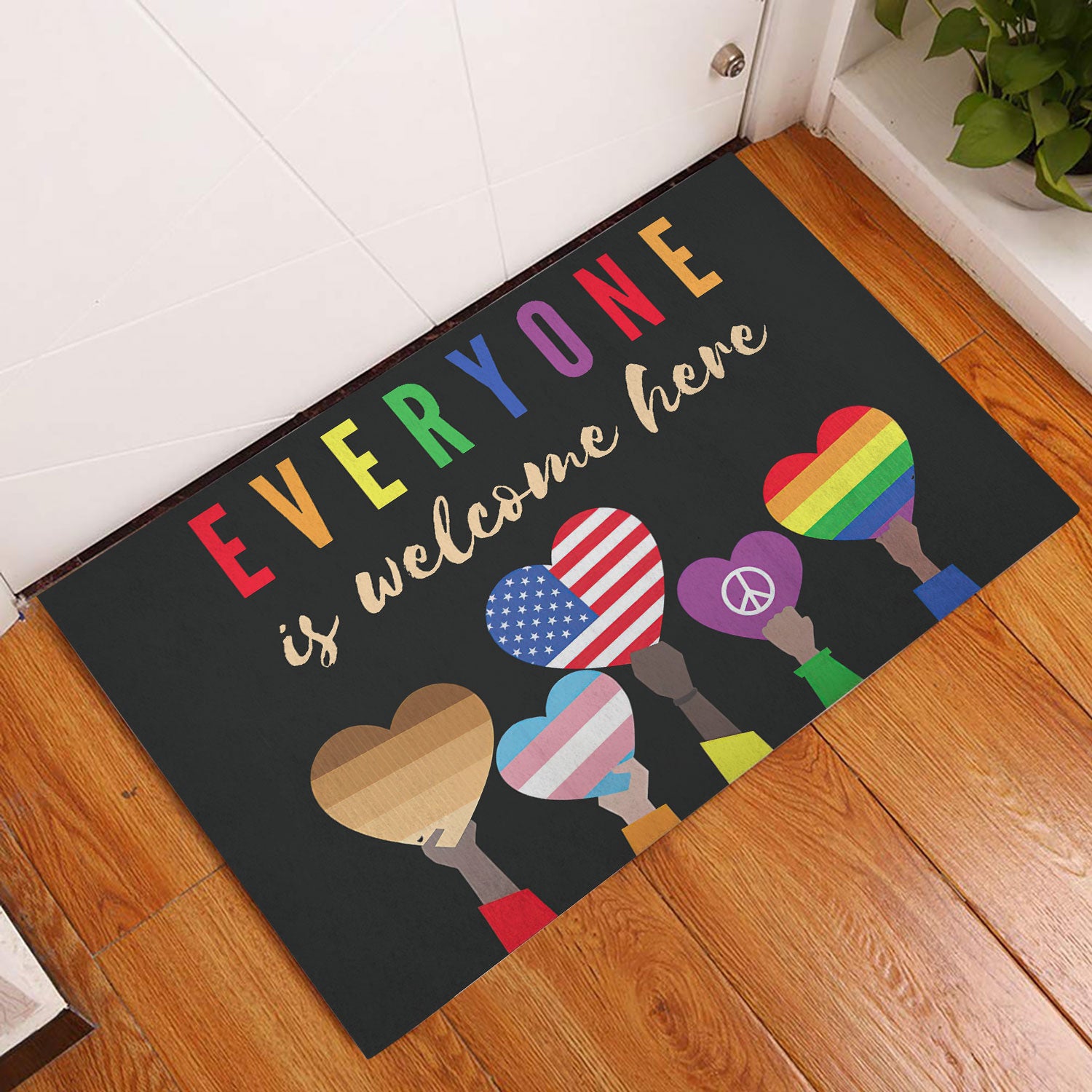 Ohaprints-Doormat-Outdoor-Indoor-Everyone-Is-Welcome-Here-Lgbt-Lgbtq-Pride-Love-Is-Love-Equality-Rubber-Door-Mat-229-