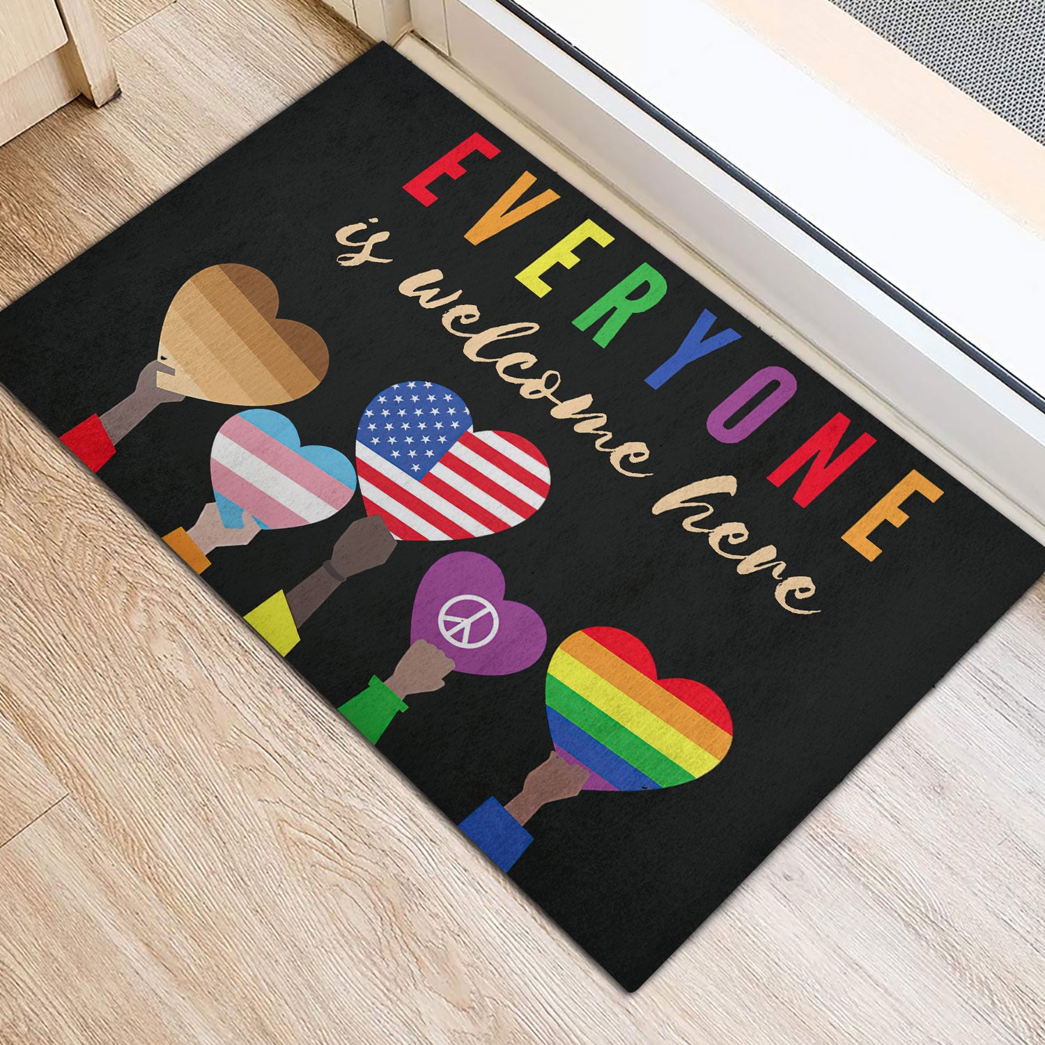 Ohaprints-Doormat-Outdoor-Indoor-Everyone-Is-Welcome-Here-Lgbt-Lgbtq-Pride-Love-Is-Love-Equality-Rubber-Door-Mat-229-