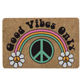 Ohaprints-Doormat-Outdoor-Indoor-Hippie-Peace-Sign-Good-Vibes-Only-Daisy-Flower-Brown-Rubber-Door-Mat-152-18'' x 30''