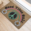 Ohaprints-Doormat-Outdoor-Indoor-Hippie-Peace-Sign-Good-Vibes-Only-Daisy-Flower-Brown-Rubber-Door-Mat-152-