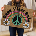 Ohaprints-Doormat-Outdoor-Indoor-Hippie-Peace-Sign-Good-Vibes-Only-Daisy-Flower-Brown-Rubber-Door-Mat-152-