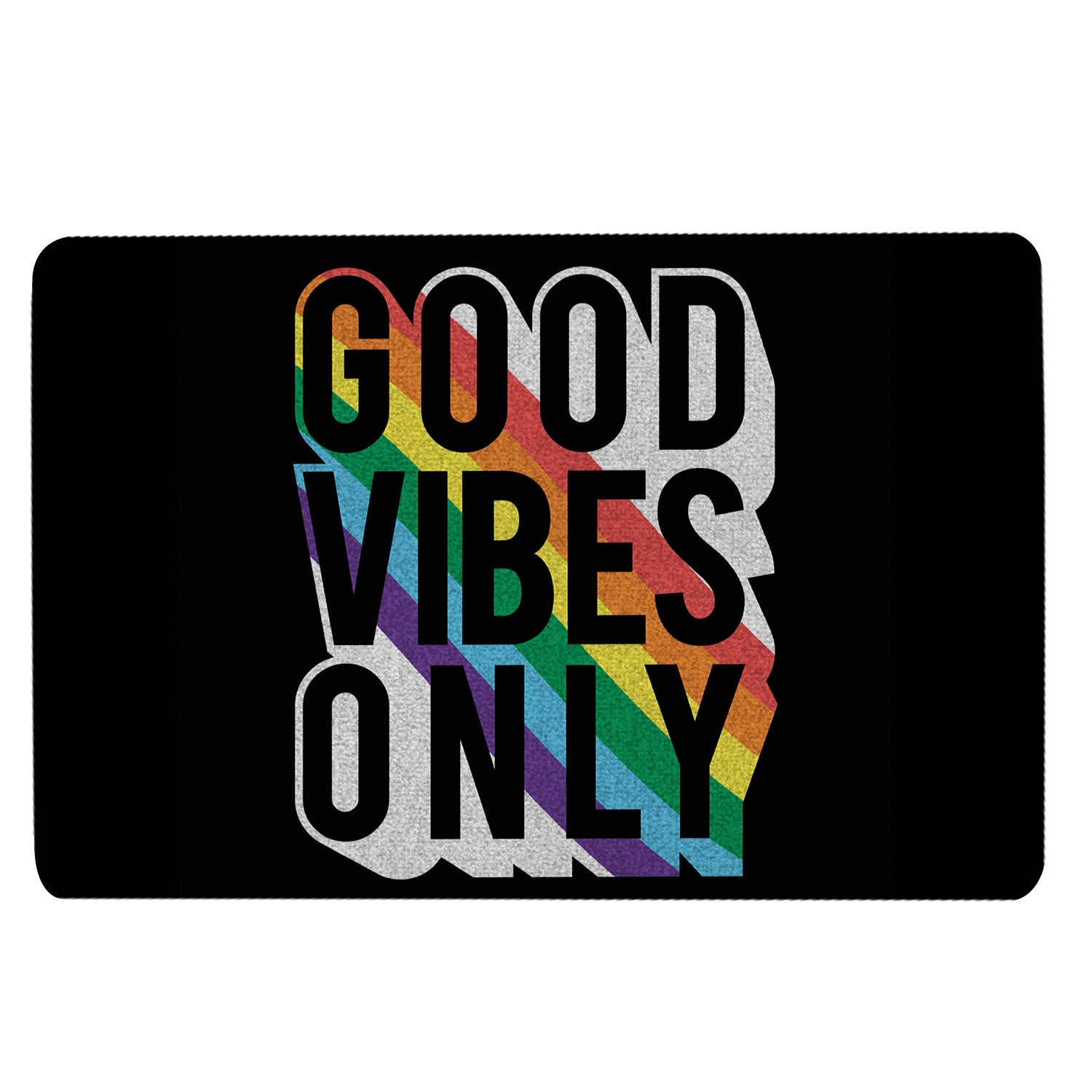 Ohaprints-Doormat-Outdoor-Indoor-Lgbt-Lgbtq-Good-Vibes-Only-Rainbow-Flag-Love-Is-Love-Pride-Rubber-Door-Mat-154-18'' x 30''