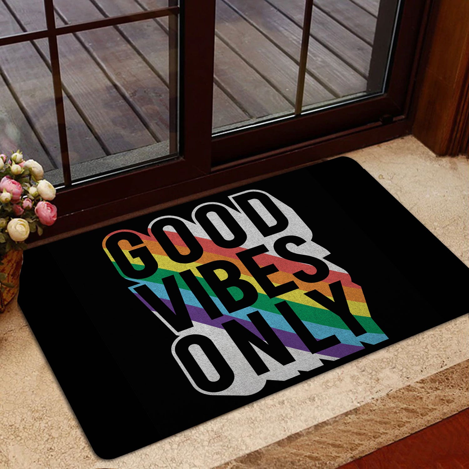 Ohaprints-Doormat-Outdoor-Indoor-Lgbt-Lgbtq-Good-Vibes-Only-Rainbow-Flag-Love-Is-Love-Pride-Rubber-Door-Mat-154-