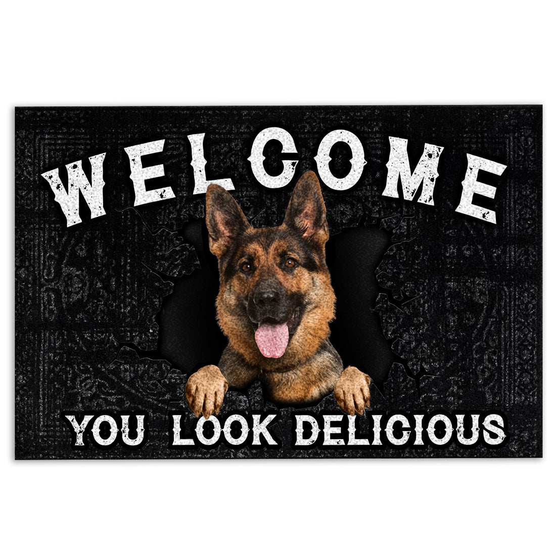 Ohaprints-Doormat-Outdoor-Indoor-Funny-German-Shepherd-Dog-Welcome-You-Look-Delicious-Dog-Lover-Rubber-Door-Mat-222-18'' x 30''