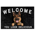 Ohaprints-Doormat-Outdoor-Indoor-Funny-German-Shepherd-Dog-Welcome-You-Look-Delicious-Dog-Lover-Rubber-Door-Mat-222-18'' x 30''