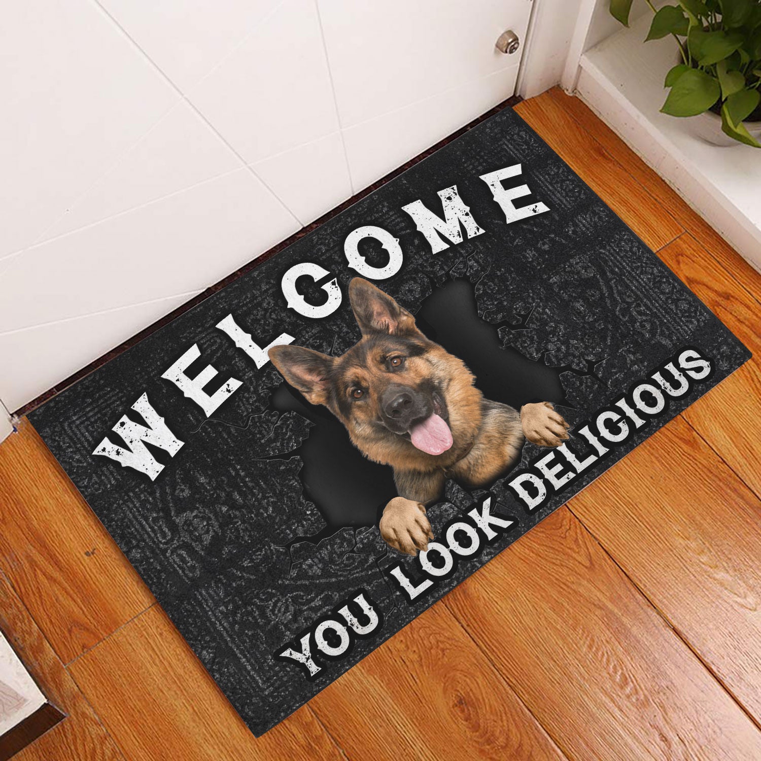 Ohaprints-Doormat-Outdoor-Indoor-Funny-German-Shepherd-Dog-Welcome-You-Look-Delicious-Dog-Lover-Rubber-Door-Mat-222-