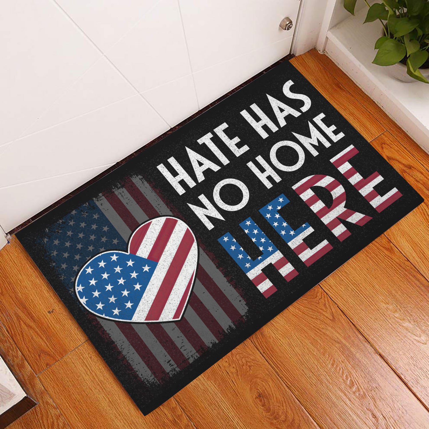 Ohaprints-Doormat-Outdoor-Indoor-Hate-Has-No-Home-Here-Patriotic-American-Us-Flag-Peace-Rubber-Door-Mat-349-