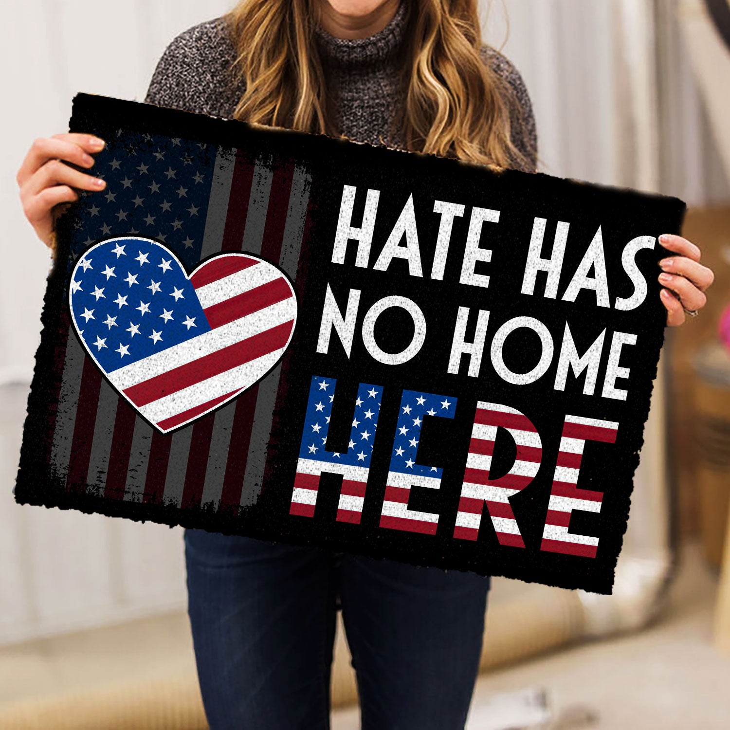 Ohaprints-Doormat-Outdoor-Indoor-Hate-Has-No-Home-Here-Patriotic-American-Us-Flag-Peace-Rubber-Door-Mat-349-