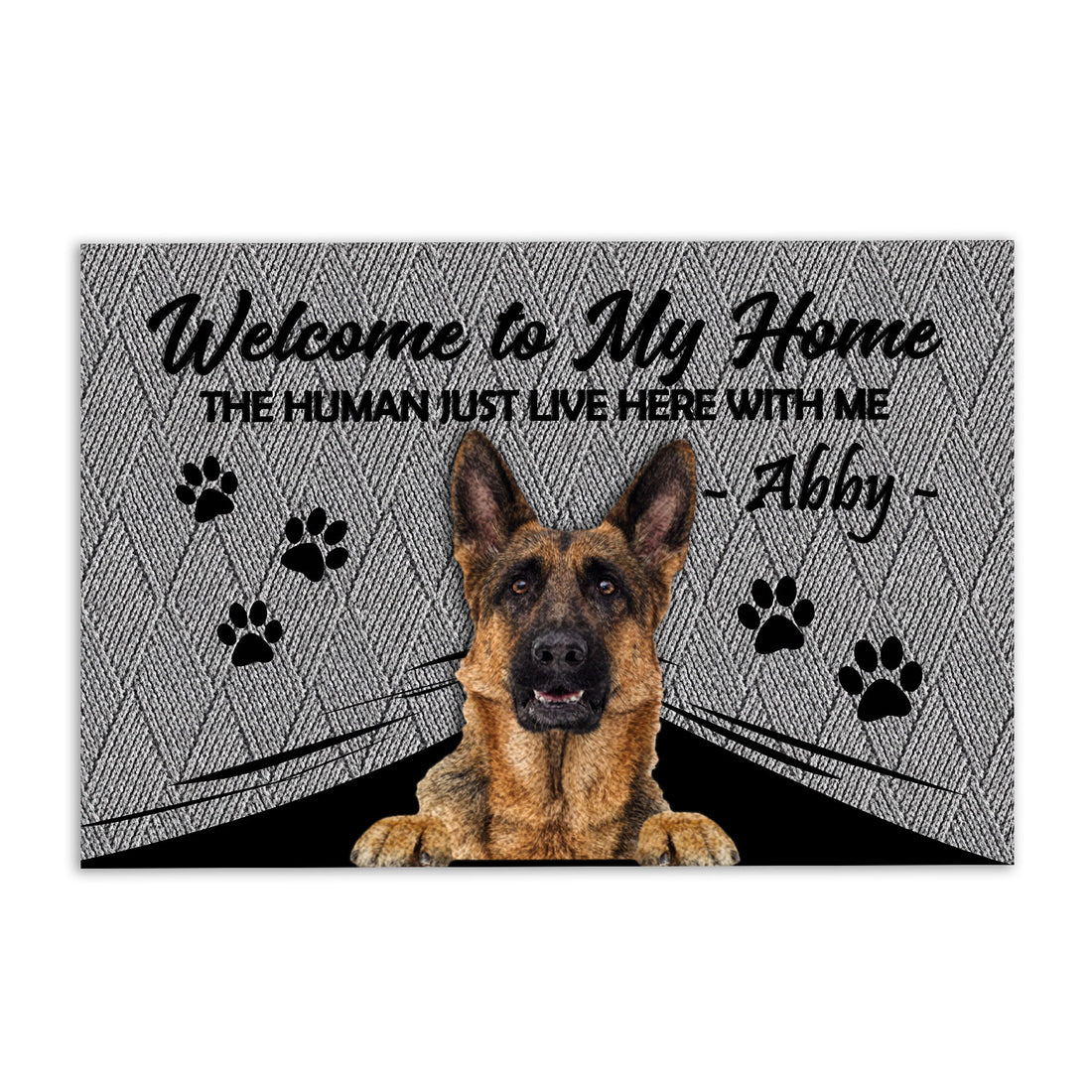 Ohaprints-Doormat-Outdoor-Indoor-German-Shepherd-Dog-Welcome-To-My-Home-Custom-Personalized-Name-Rubber-Door-Mat-312-18'' x 30''