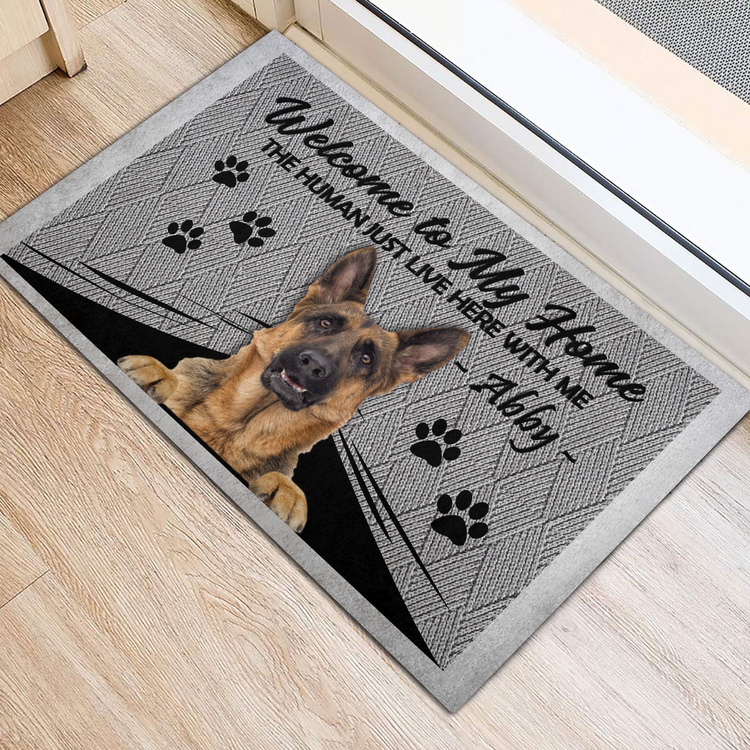 Ohaprints-Doormat-Outdoor-Indoor-German-Shepherd-Dog-Welcome-To-My-Home-Custom-Personalized-Name-Rubber-Door-Mat-312-