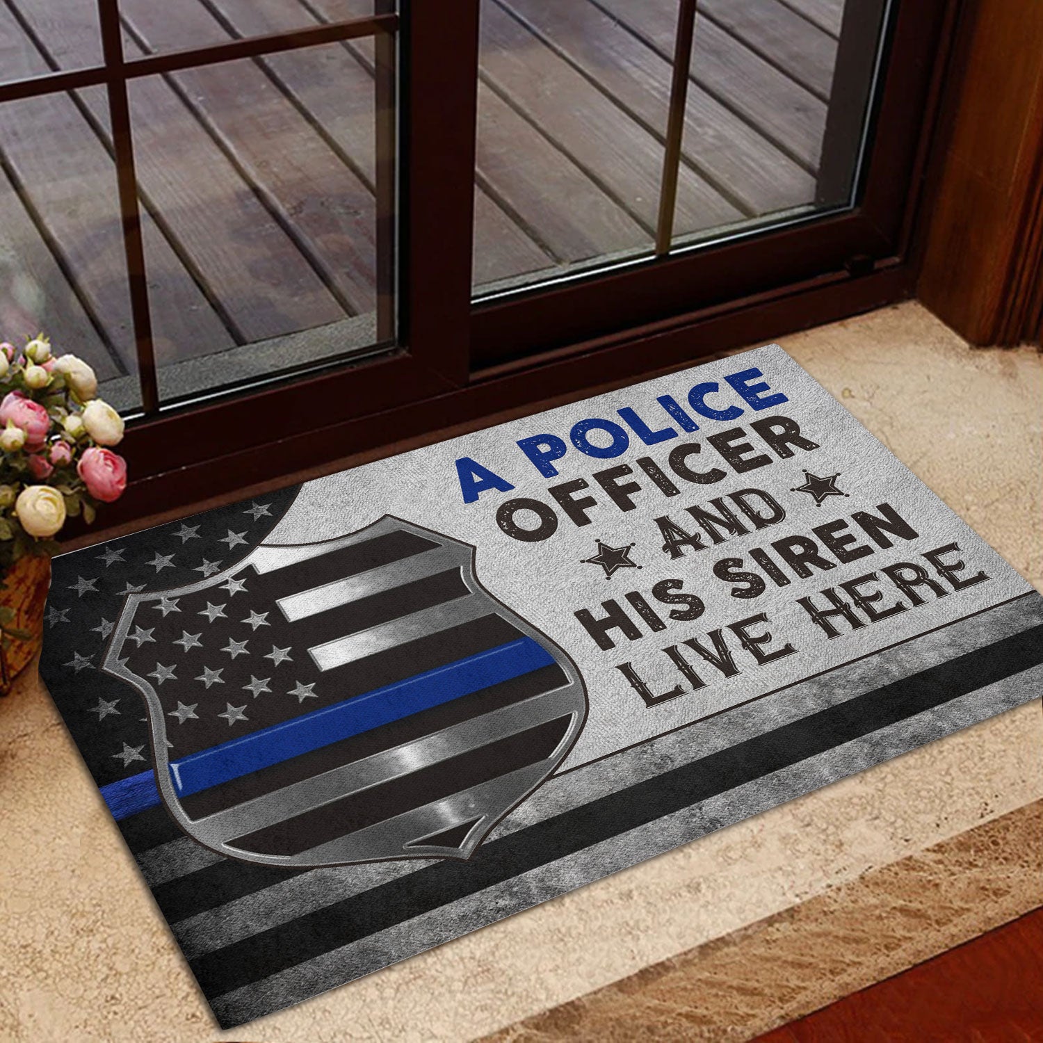 Ohaprints-Doormat-Outdoor-Indoor-A-Police-Officer-And-His-Siren-Live-Here-Gift-For-Couple-Rubber-Door-Mat-316-